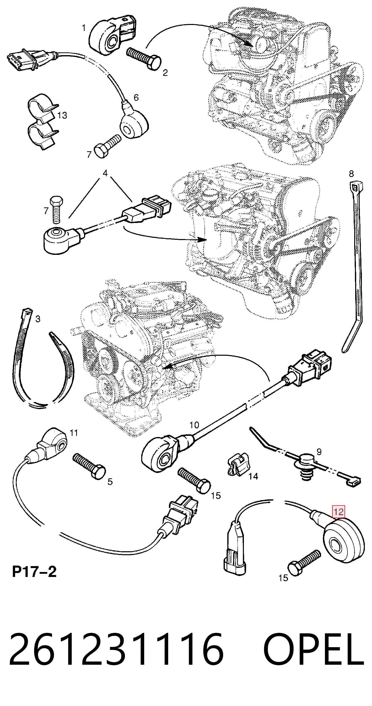 Датчик детонації 90541521 General Motors