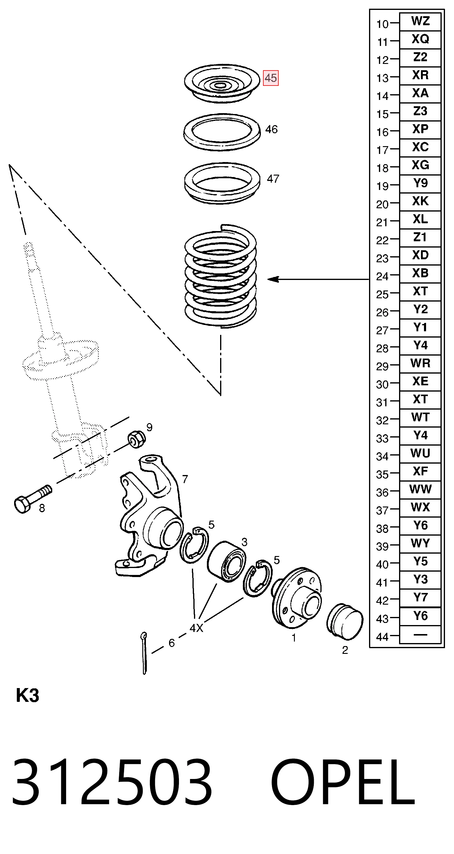 312503 Opel Підшипник опори амортизатора