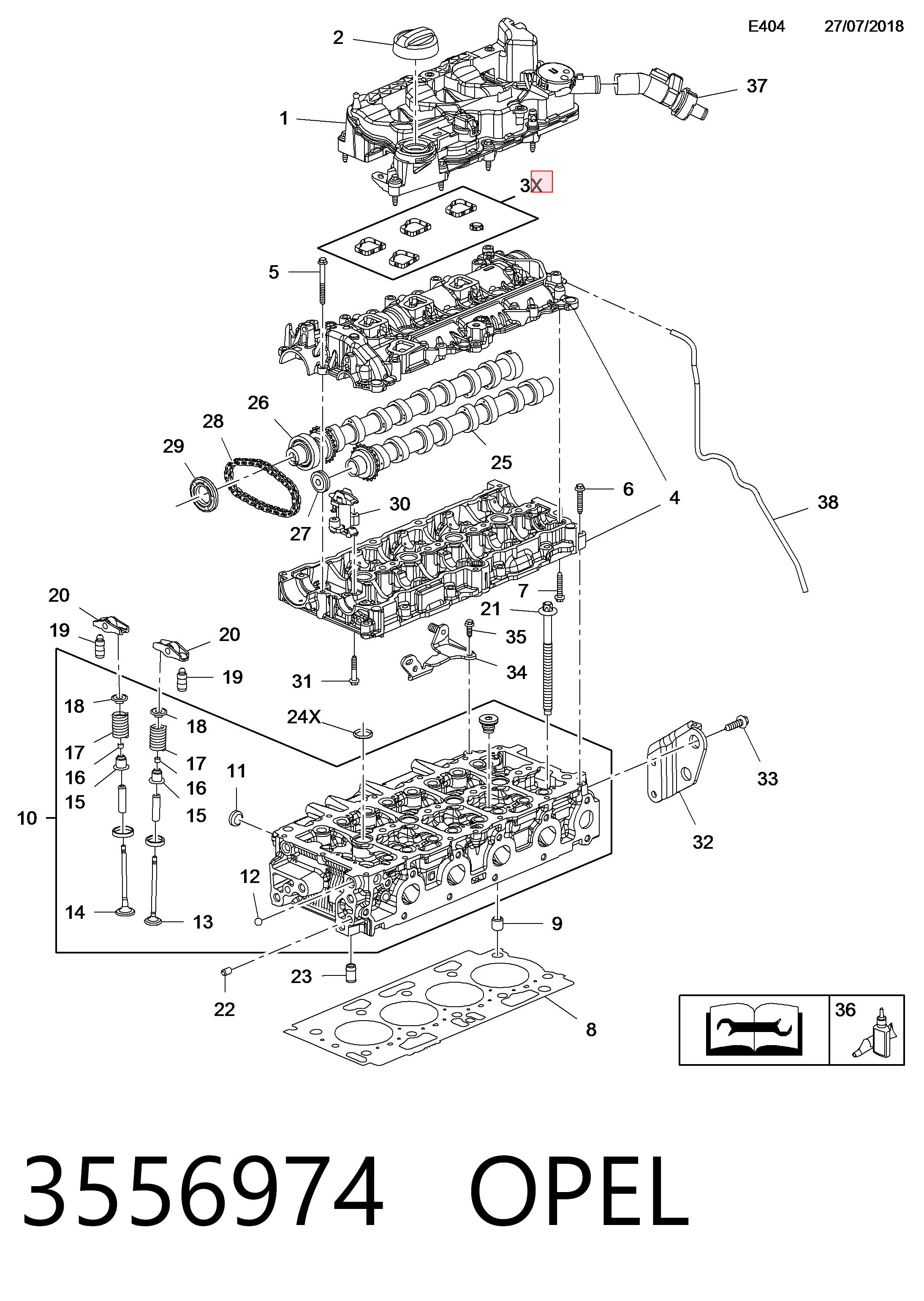 Прокладка клапанної кришки двигуна, комплект General Motors 3556974