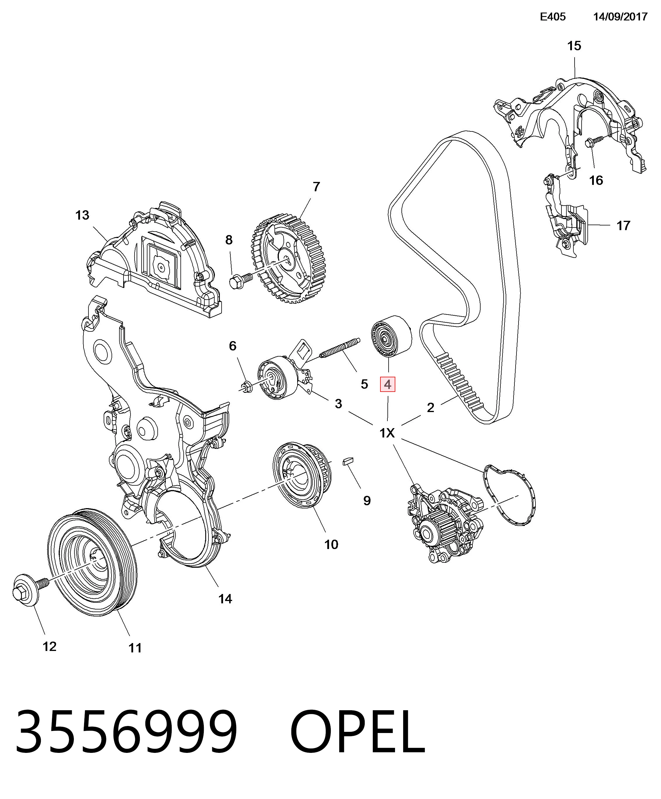 3556999 Opel Ролик натягувач