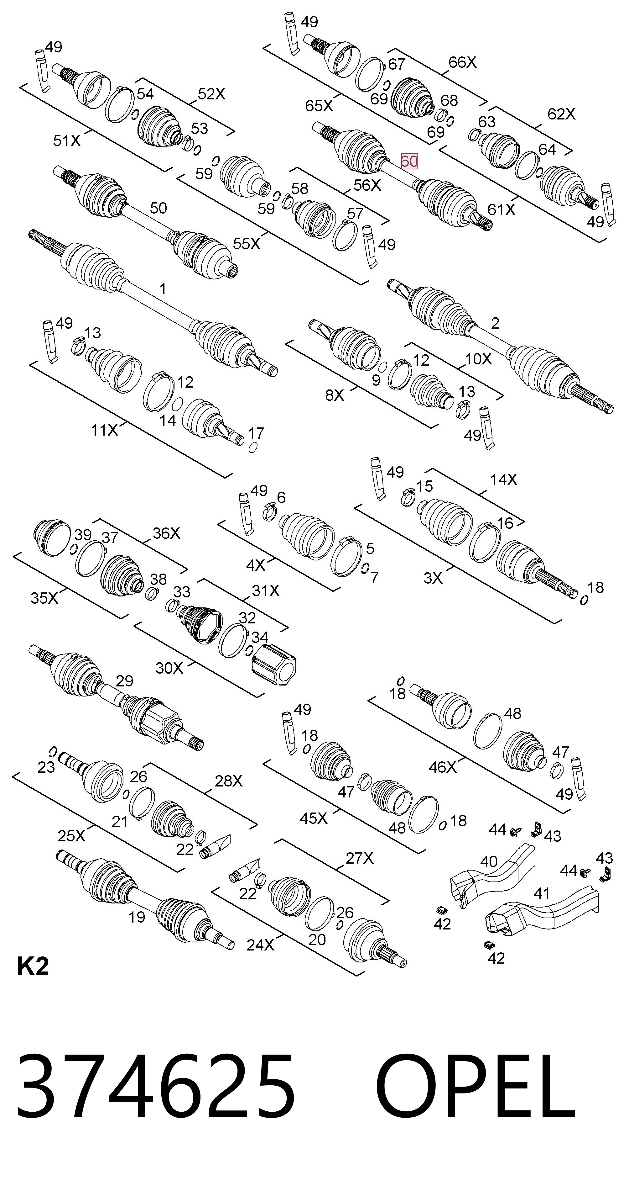 374625 Opel Привід лівий