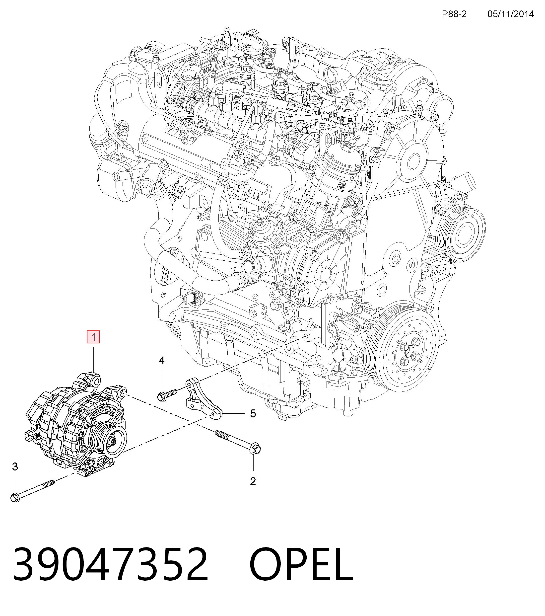 39047352 Opel Авто генератор