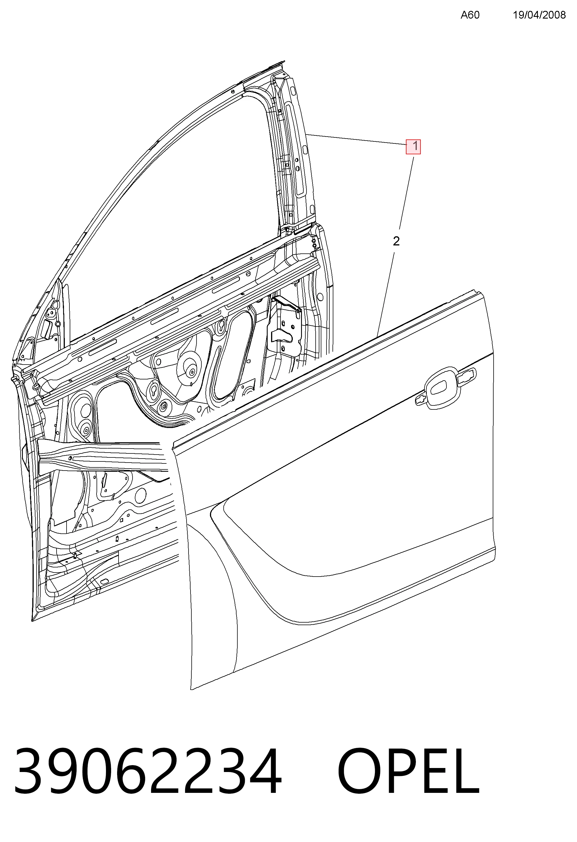 Двері праві передні 22796396 General Motors