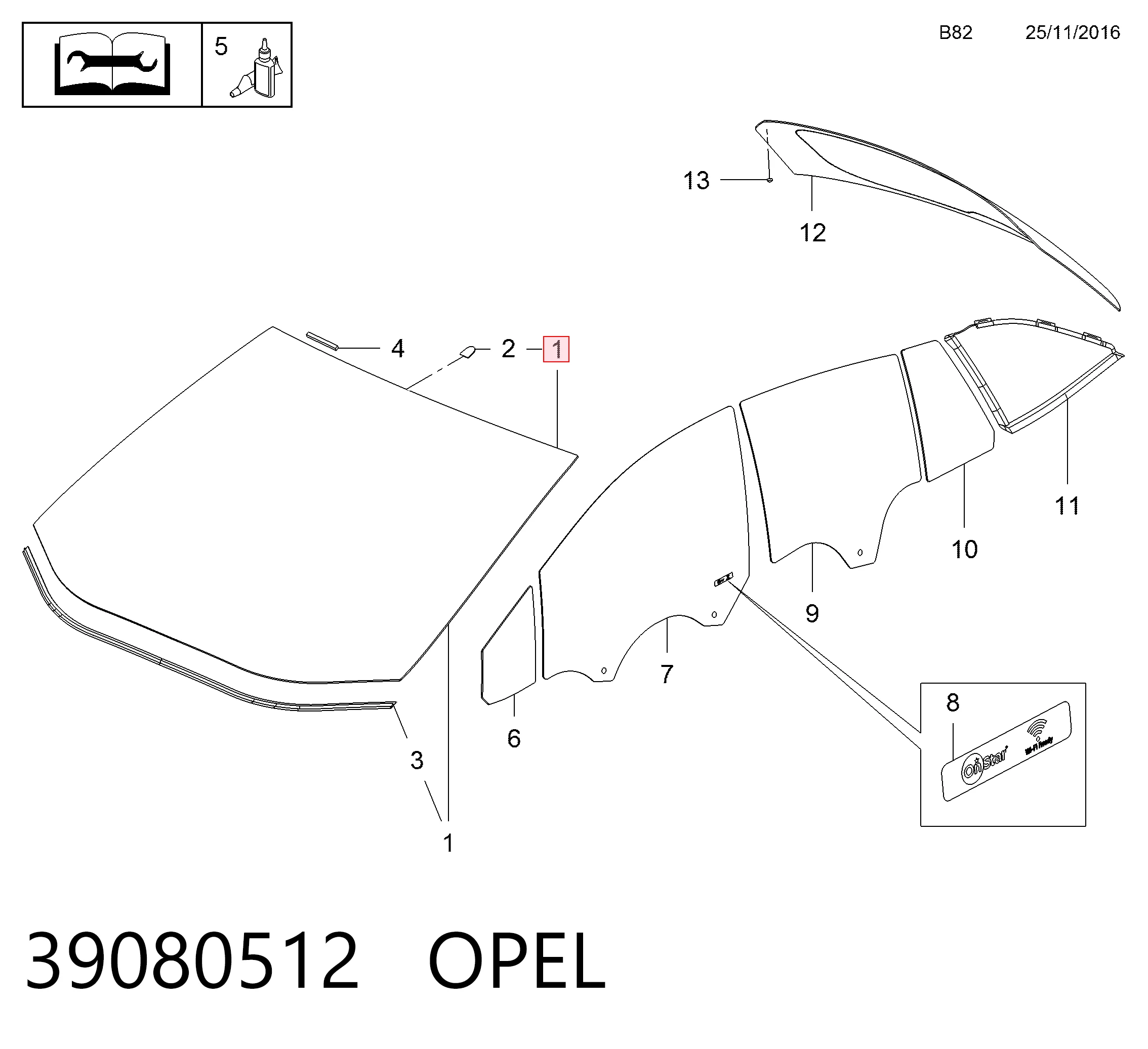 39126239 General Motors Автомобільне скло