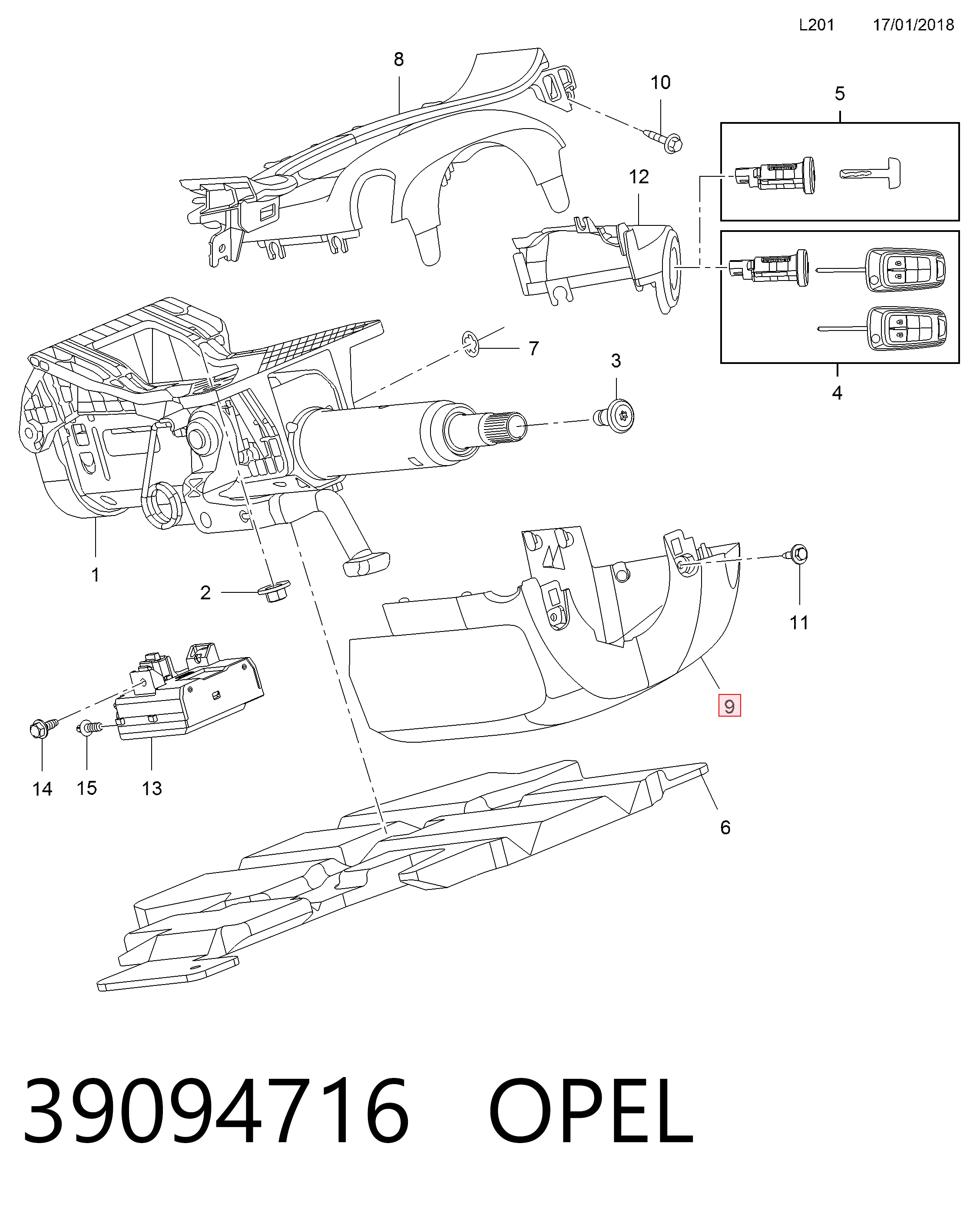 911552 General Motors Накладка рульової колонки