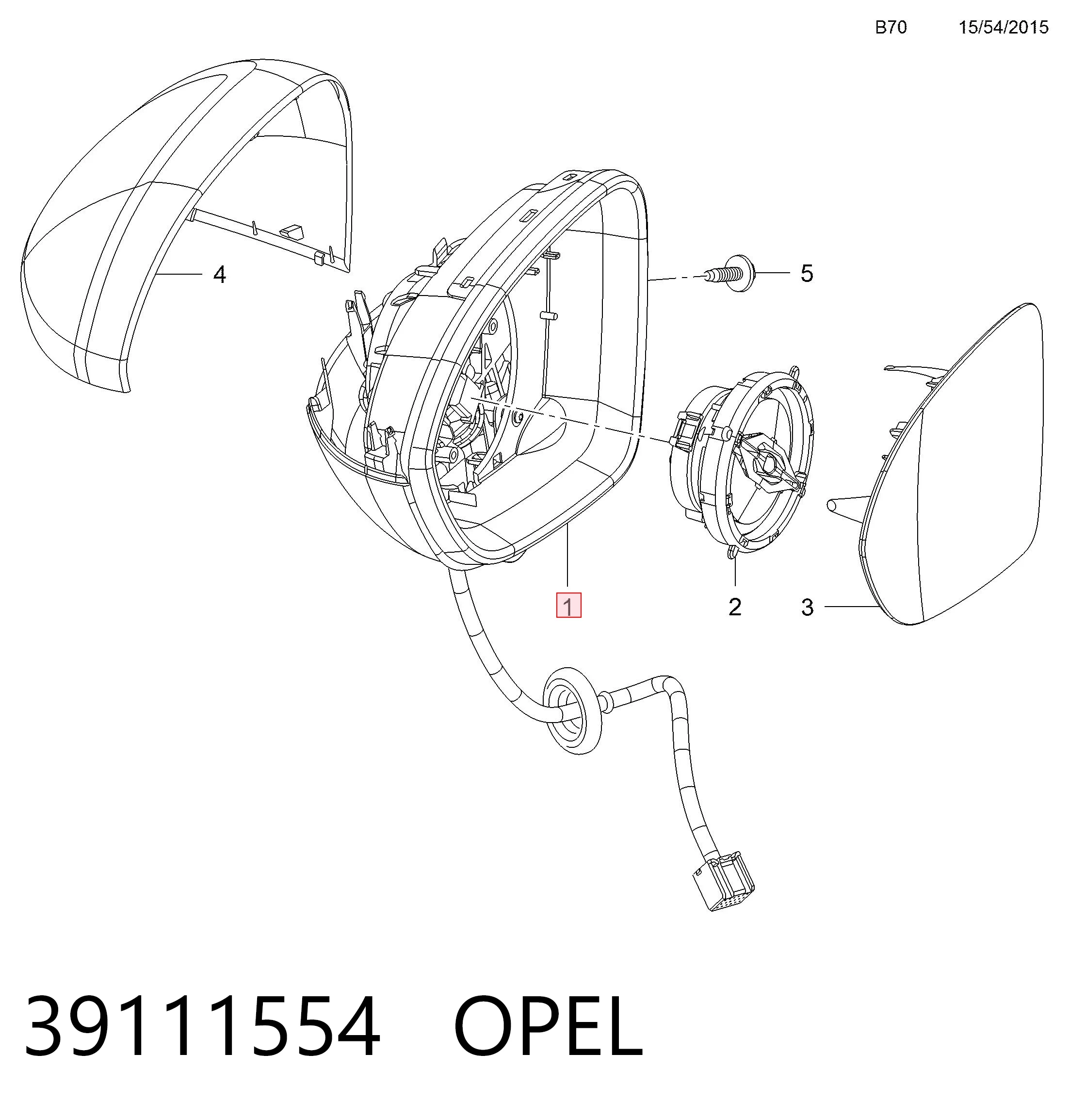 Ліве бокове дзеркало 13453478 General Motors