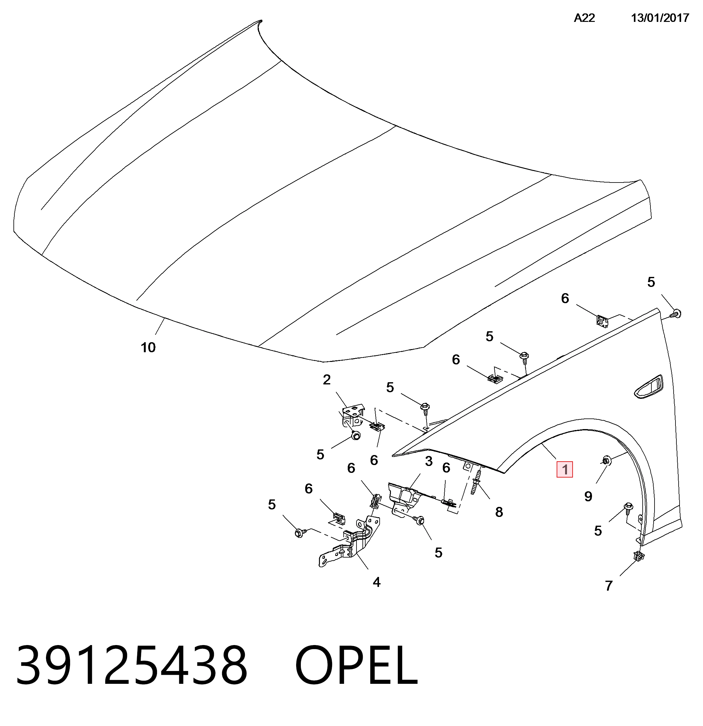 55D202 Polcar Крило переднє праве