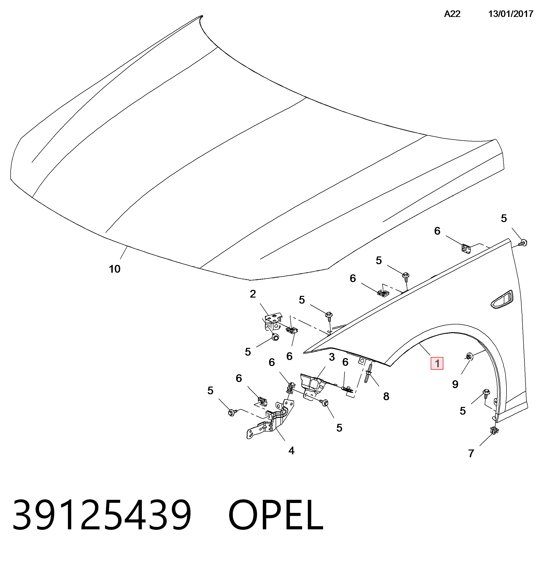 Ліве переднє крило Polcar 55D201 ціна, від 99.71 USD