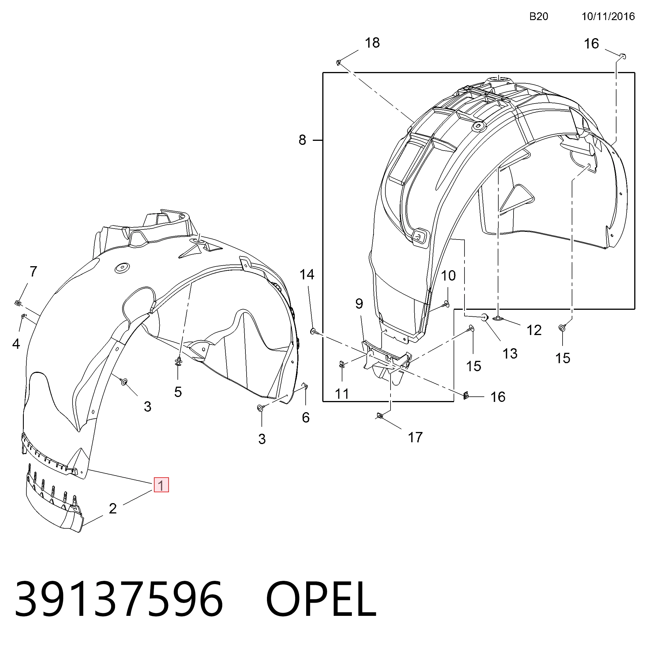 BGL000325AL Rhino Підкрилок переднього крила, лівий
