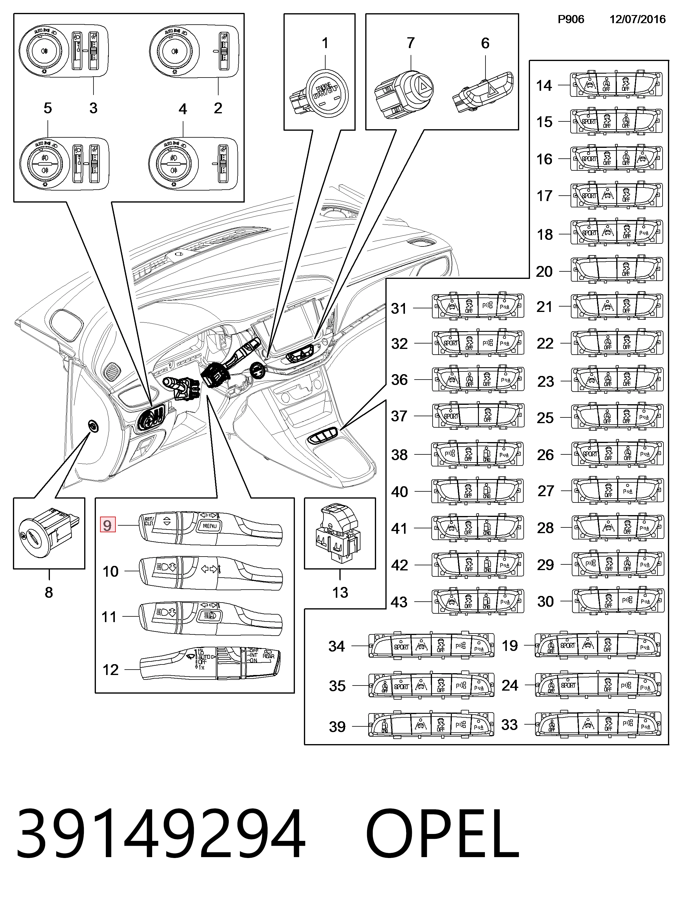 Перемикач підрульовий, лівий Peugeot/Citroen 13472245 ціна, від 33.75 USD
