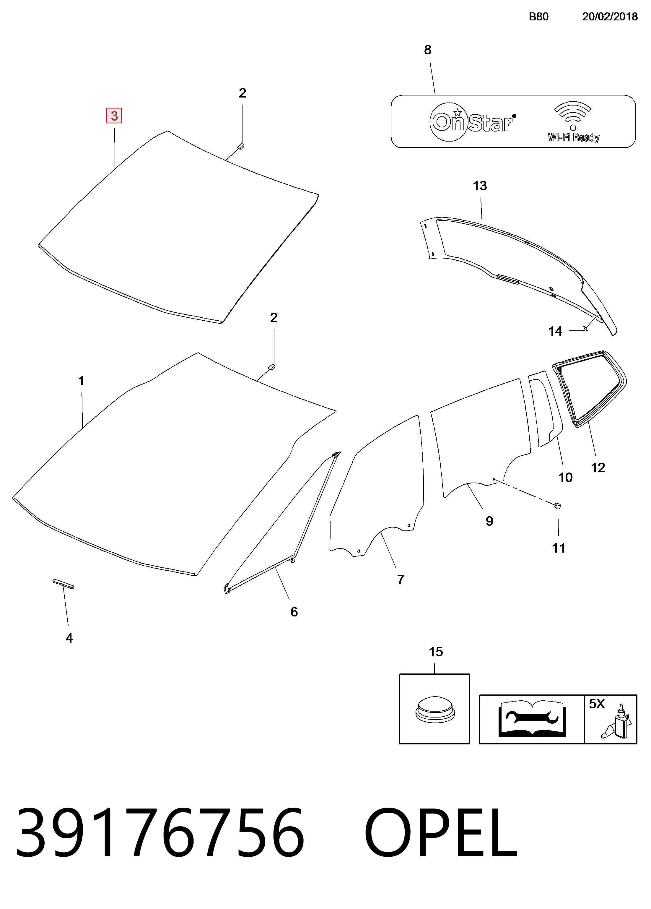 Лобове скло 20910678 General Motors