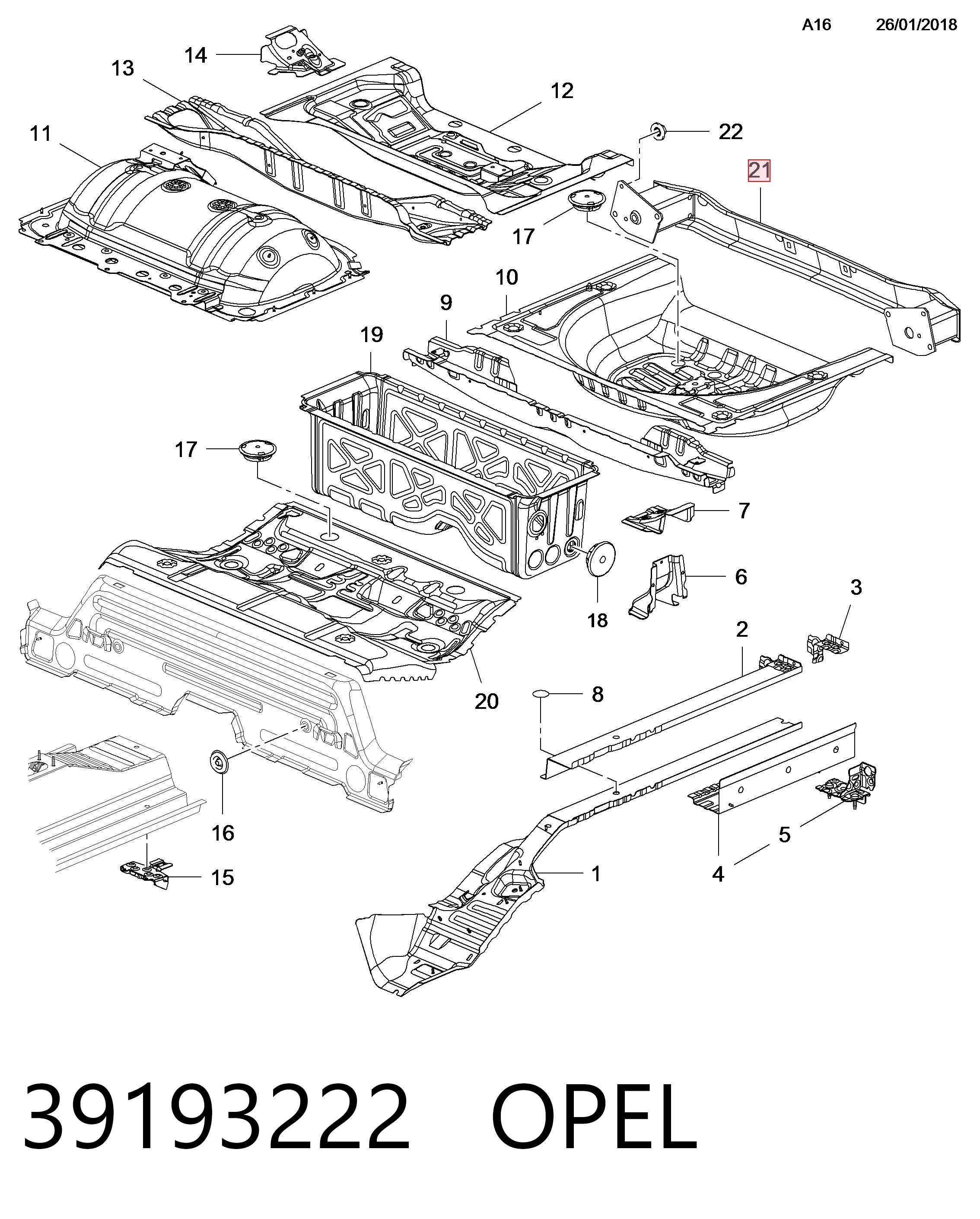 39016274 Peugeot/Citroen Шина бампера заднього