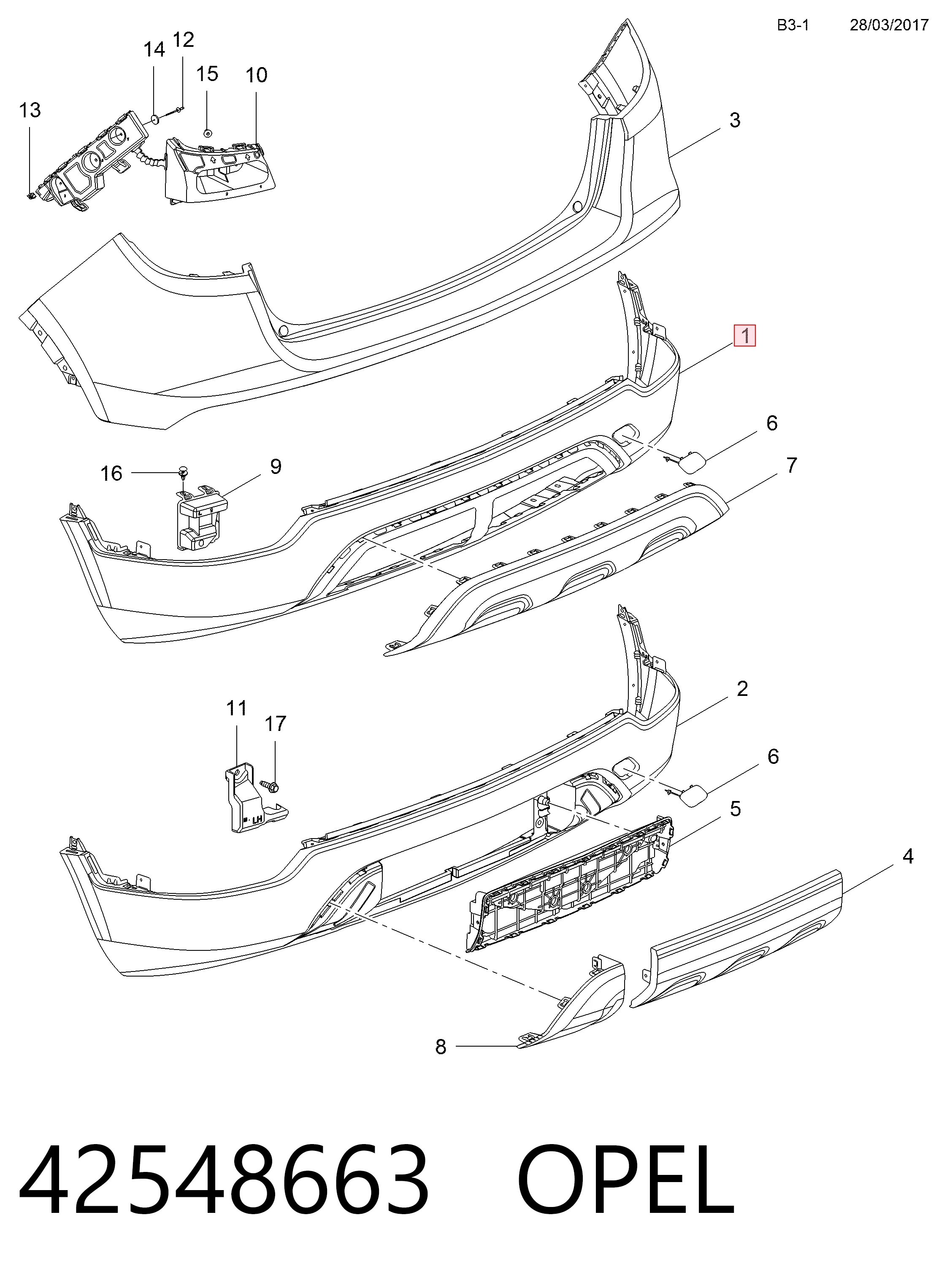 Кожух бампера заднього Opel Mokka I позашляховик (J13) (2012 - 2019) ціна, від 184.02 USD