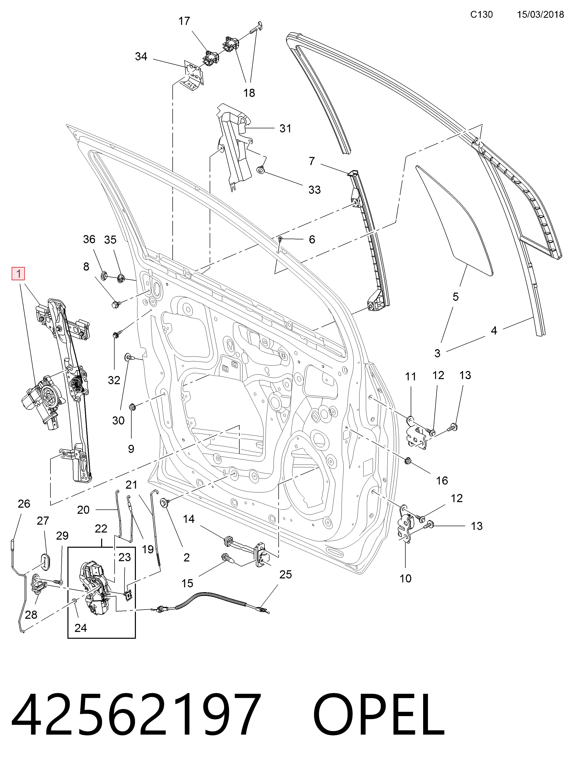42693258 Peugeot/Citroen Склопідйомник (механізм переміщення скла)