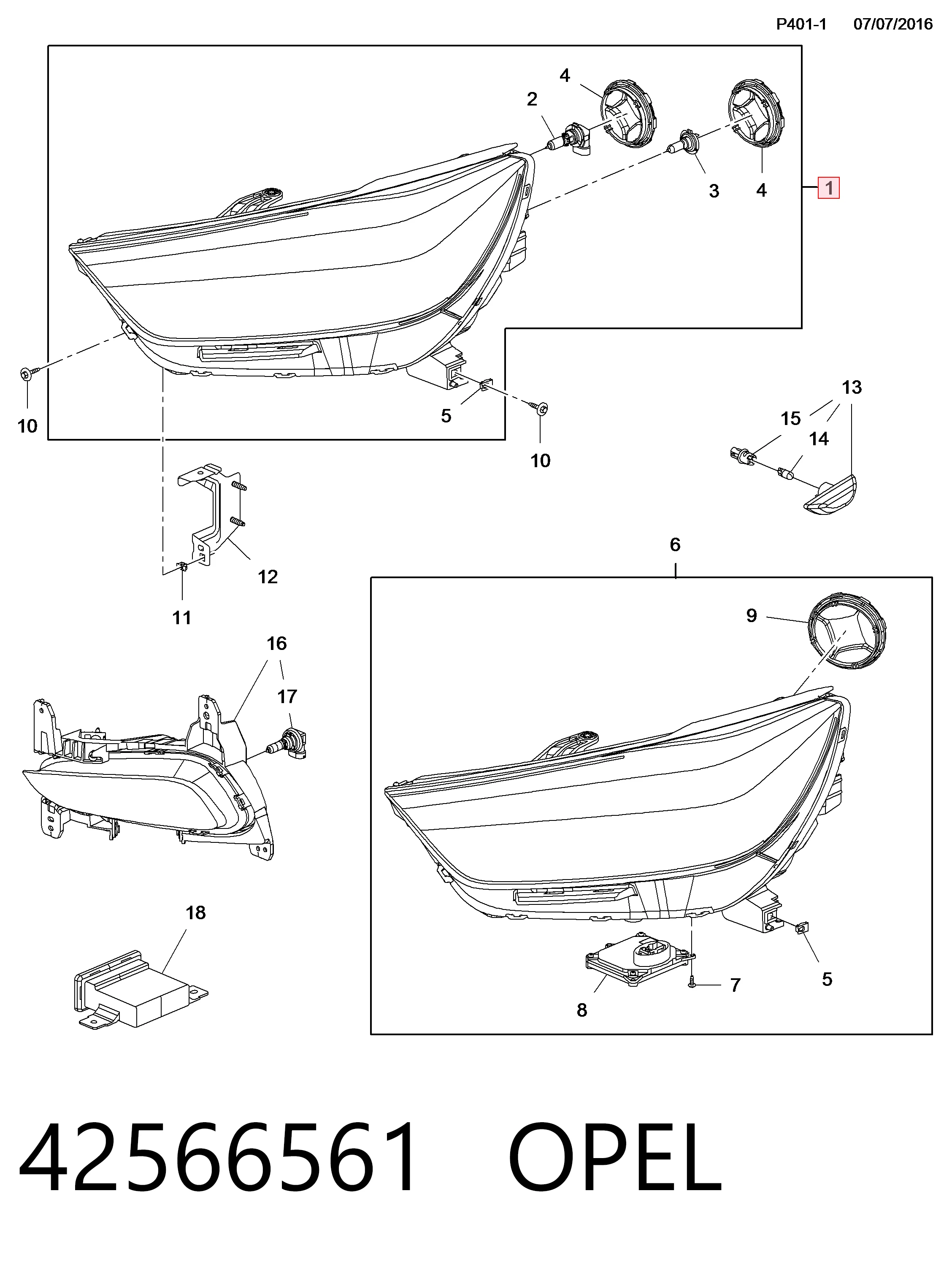 Купити 42698952 Peugeot/Citroen Права блок фара