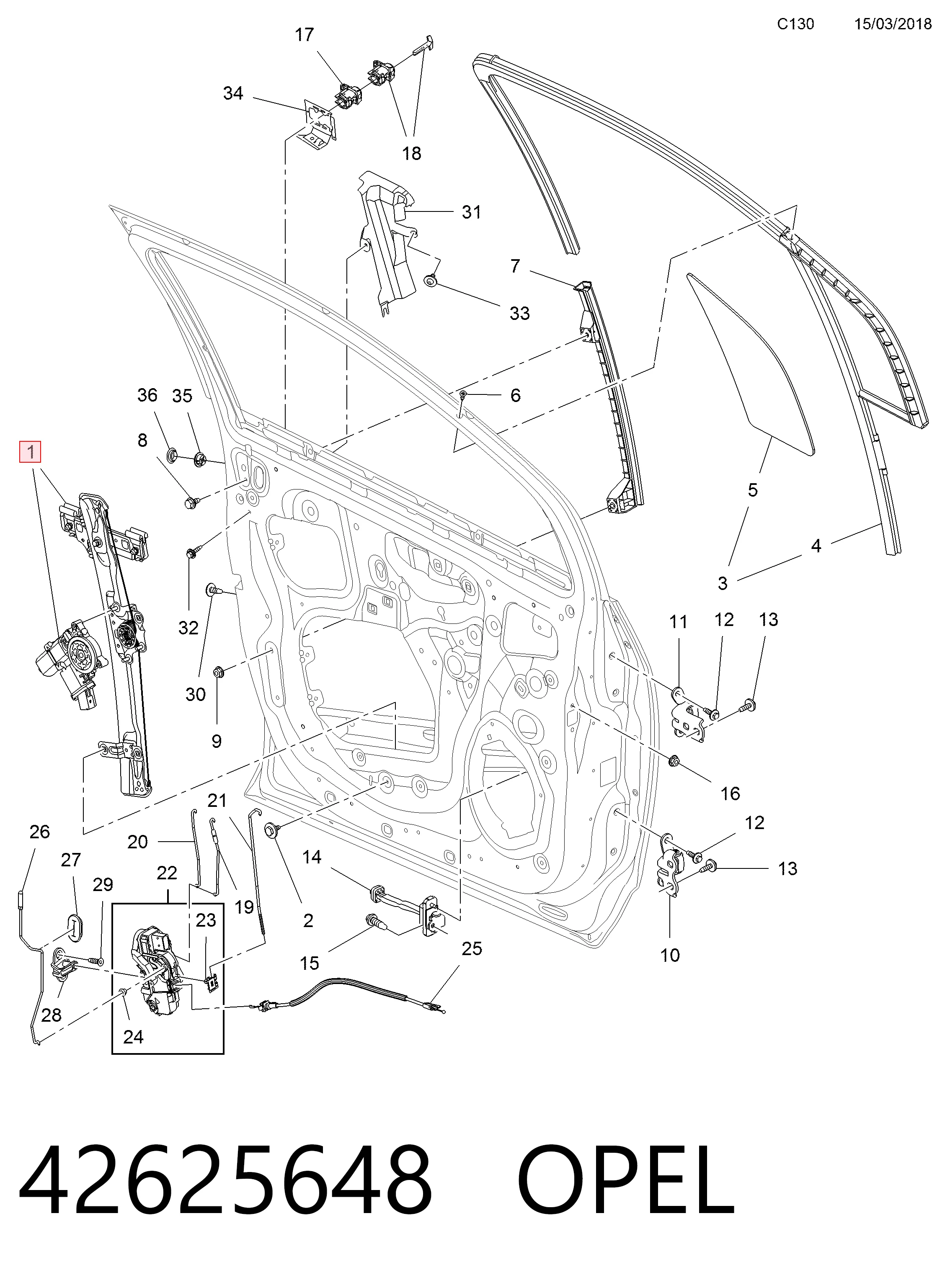 Купити 42693258 Peugeot/Citroen Склопідйомник передньої правої двері