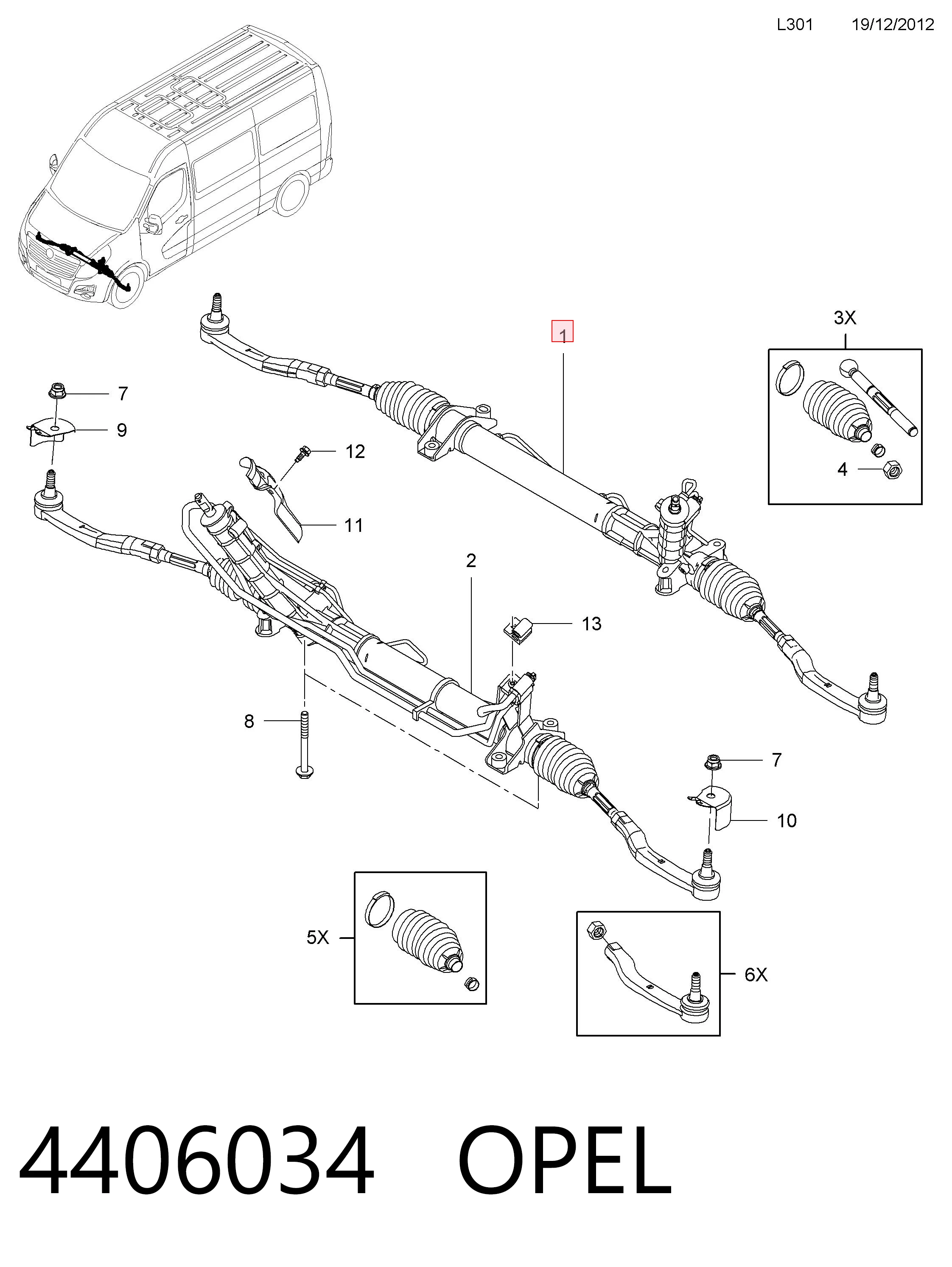 4406034 Opel Рейковий рульовий механізм