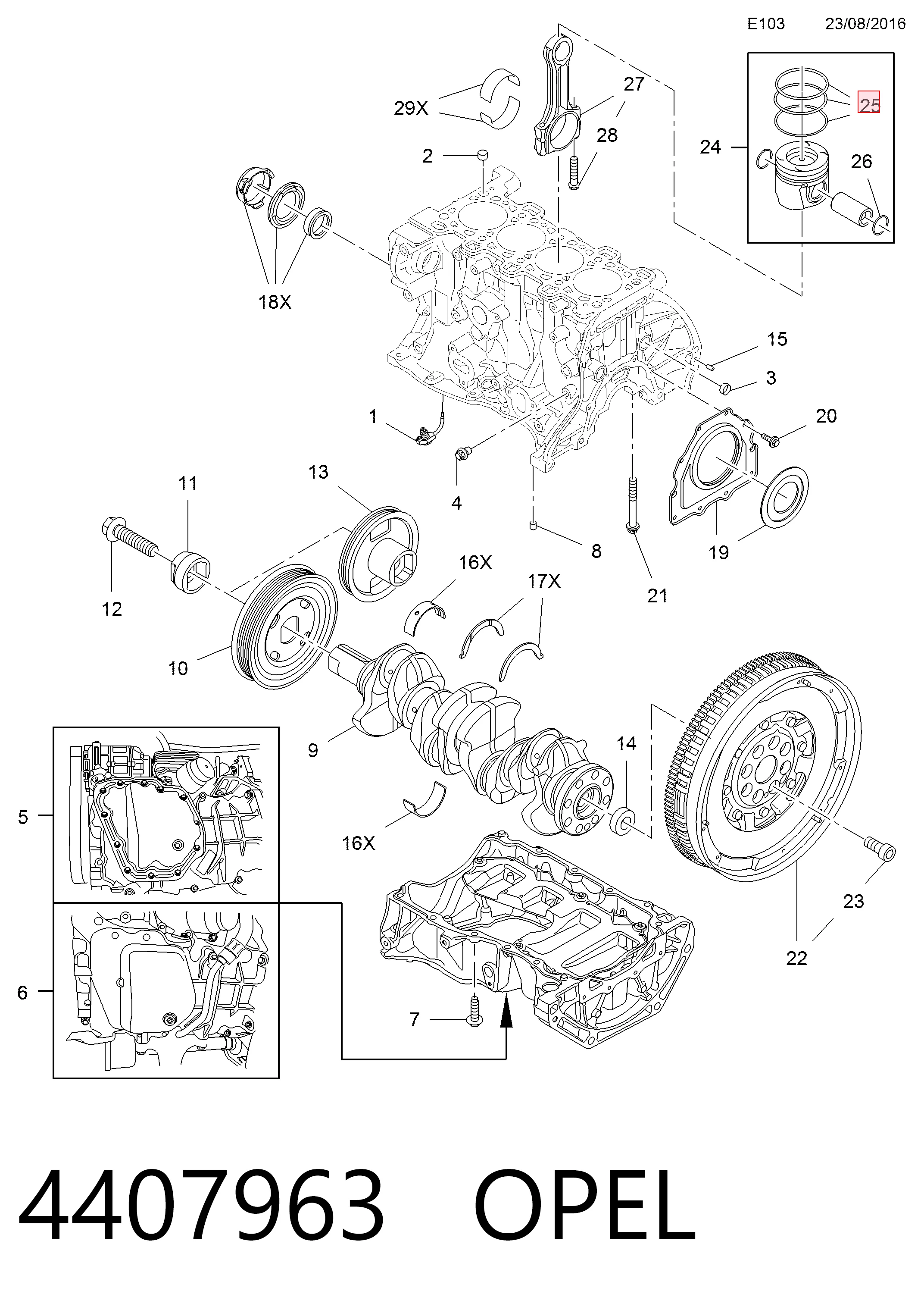 Комплект поршневих кілець на 1 циліндр, STD. Opel 95517814