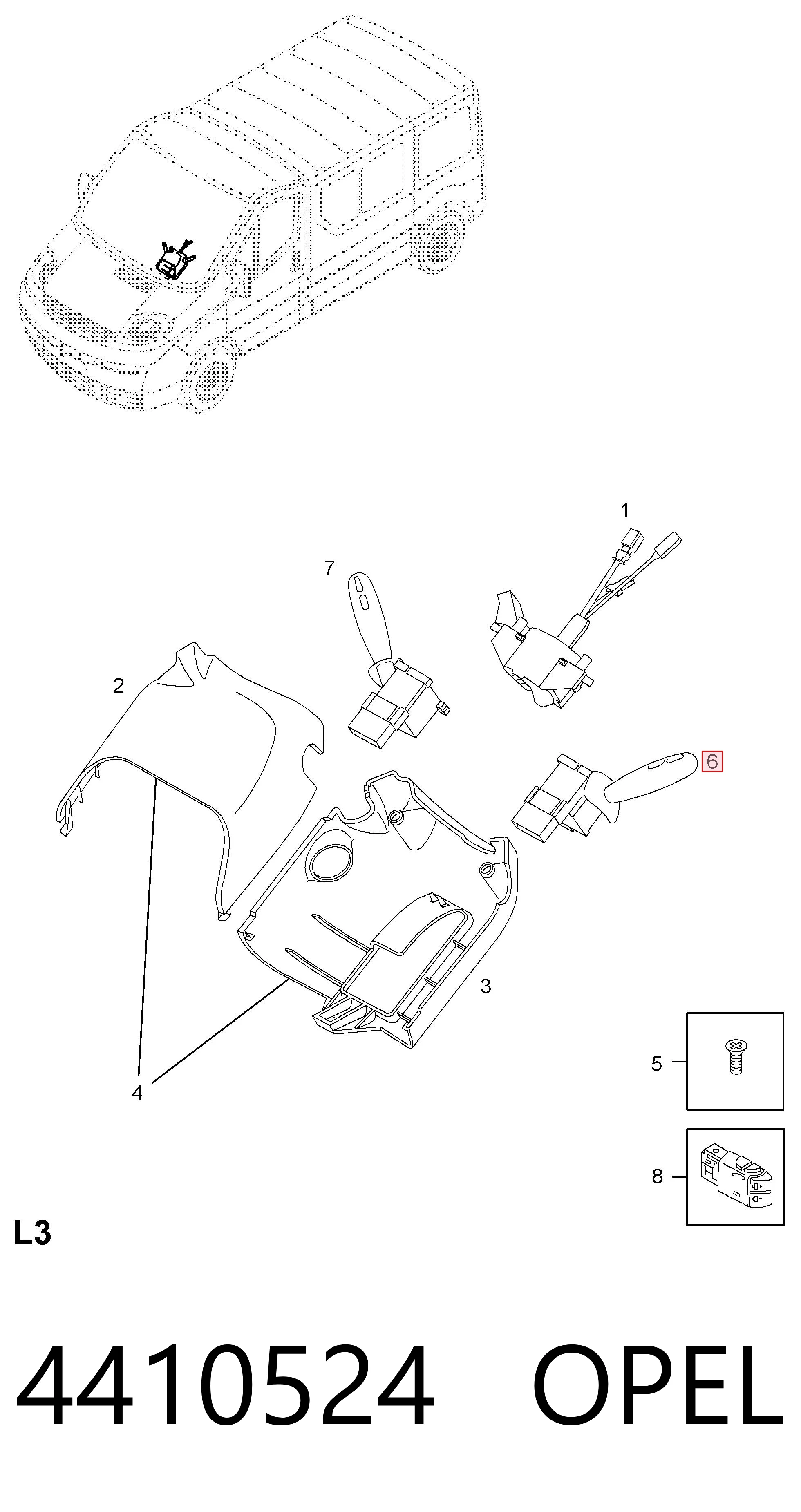 4410524 Opel Перемикач підрульовий, лівий