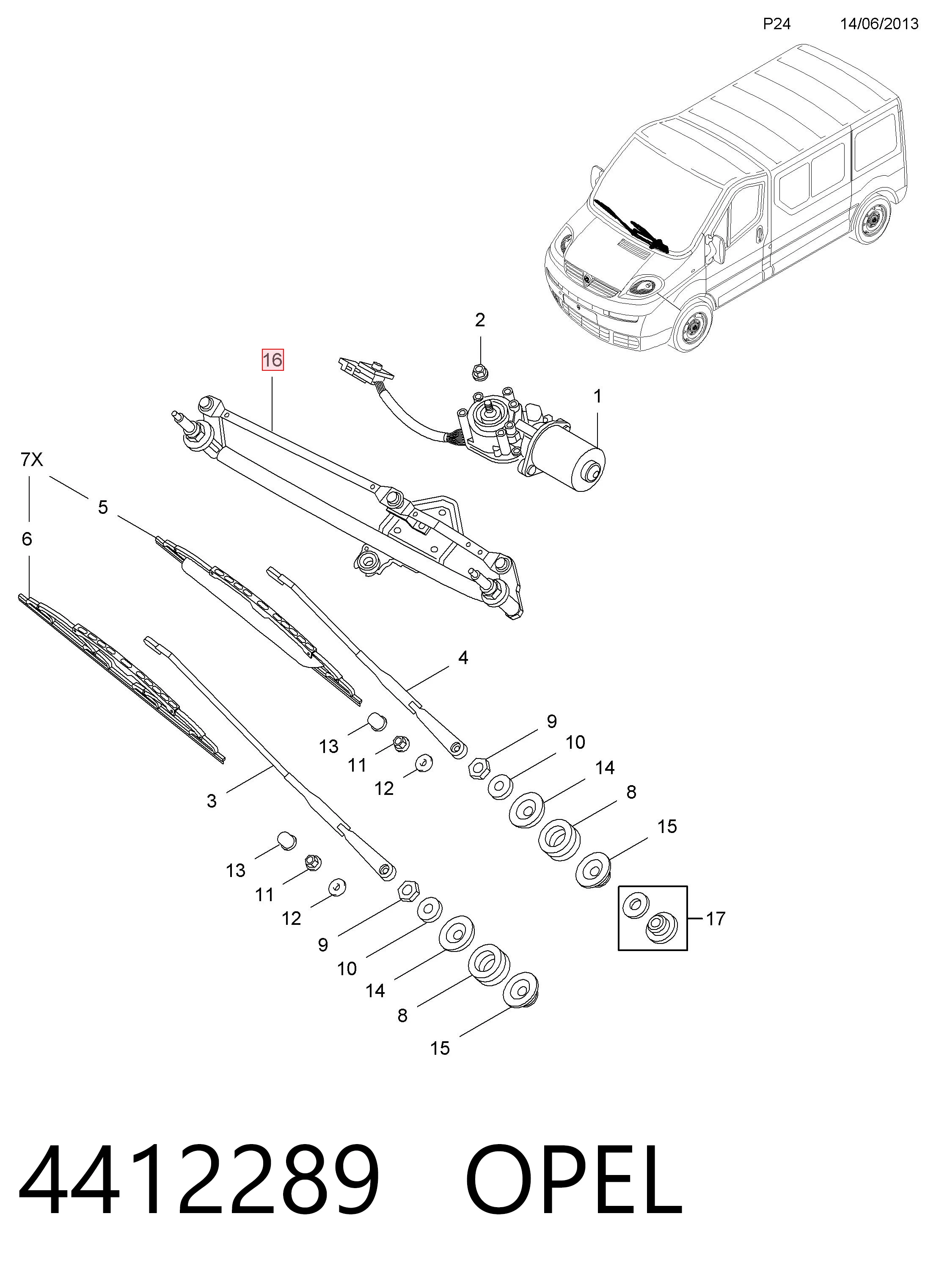 93160900 General Motors Трапеція склоочисника