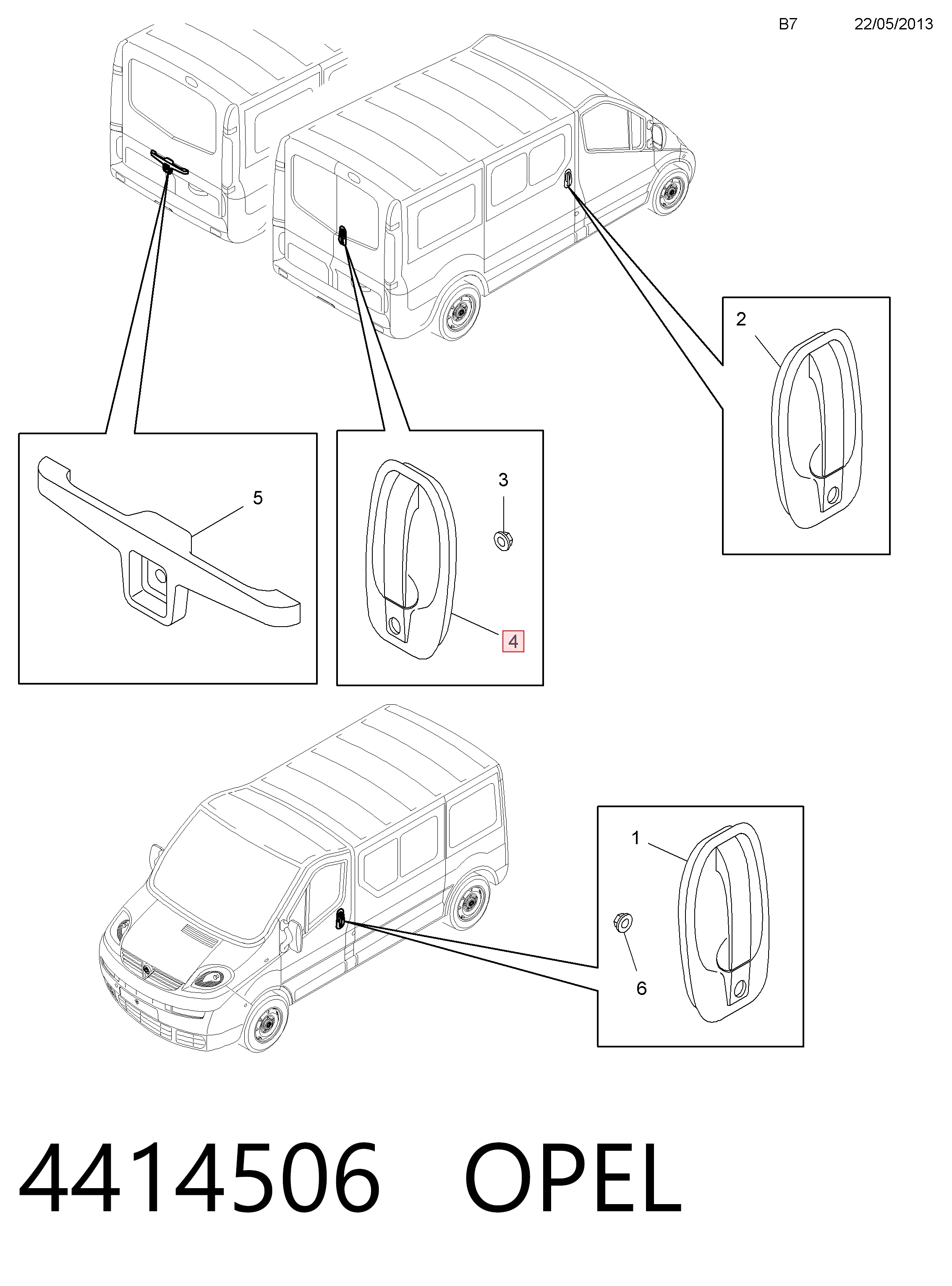 Ручка двері бічної/зсувної зовнішня General Motors 8200214656 ціна, від 15.39 USD
