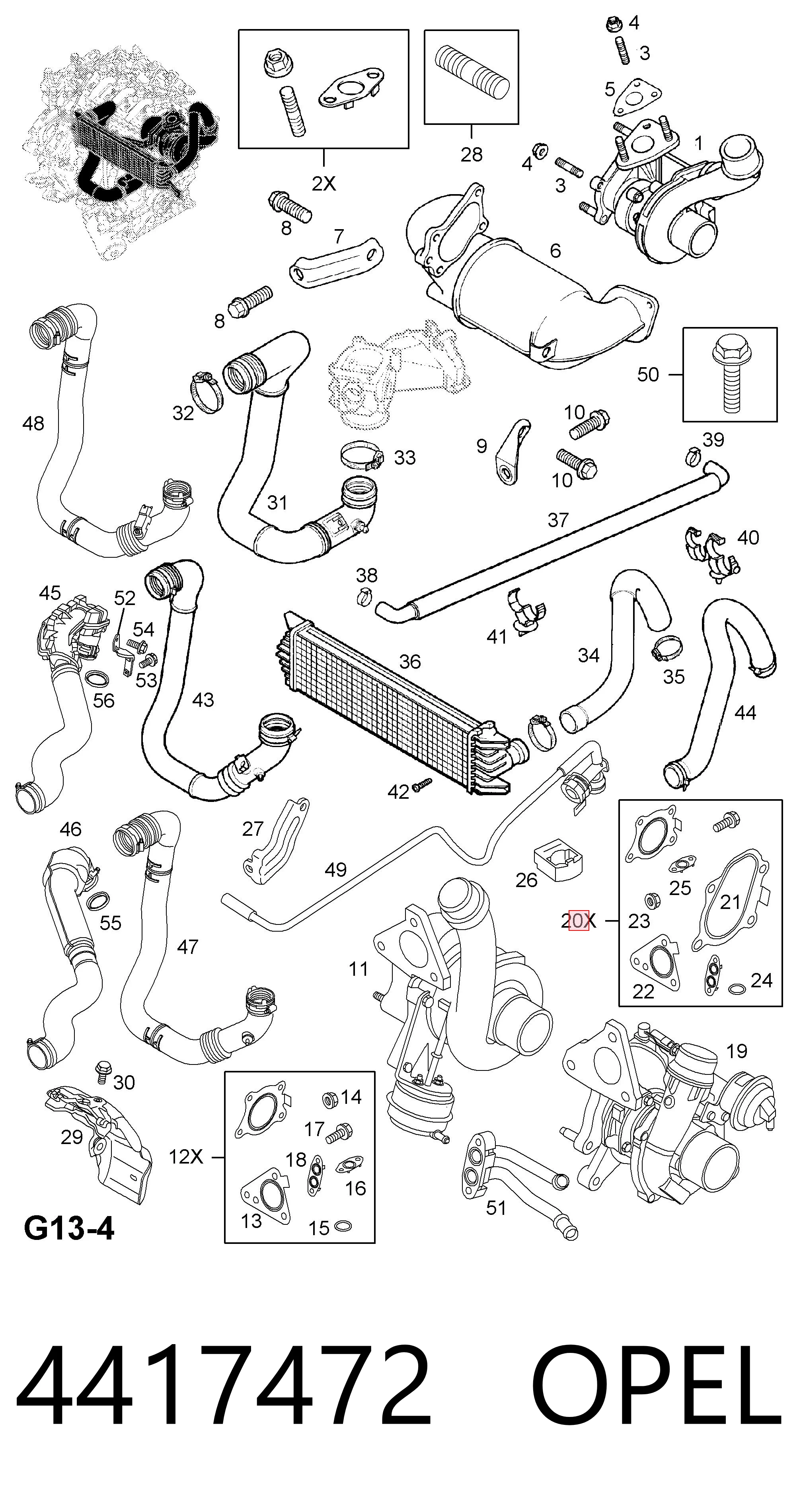 93190659 Peugeot/Citroen Прокладка турбіни, монтажний комплект