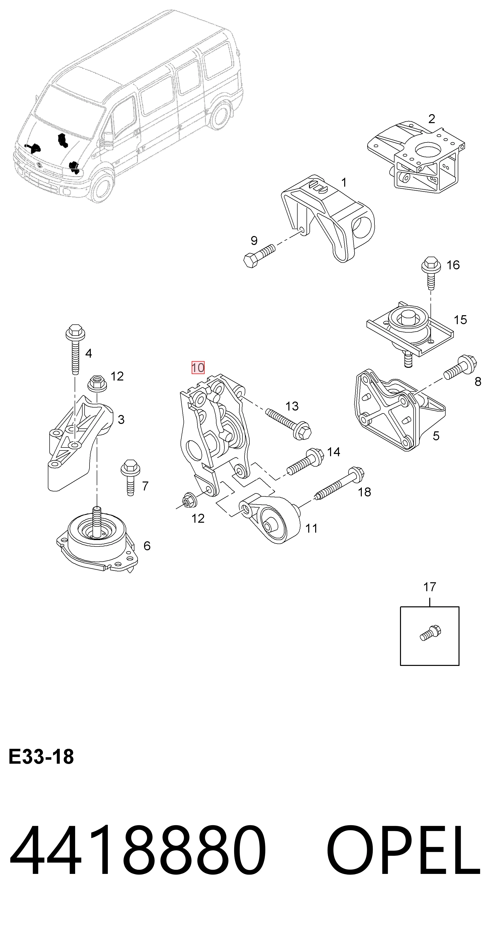 93196575 Peugeot/Citroen Кронштейн подушки (опори) двигуна, задньої