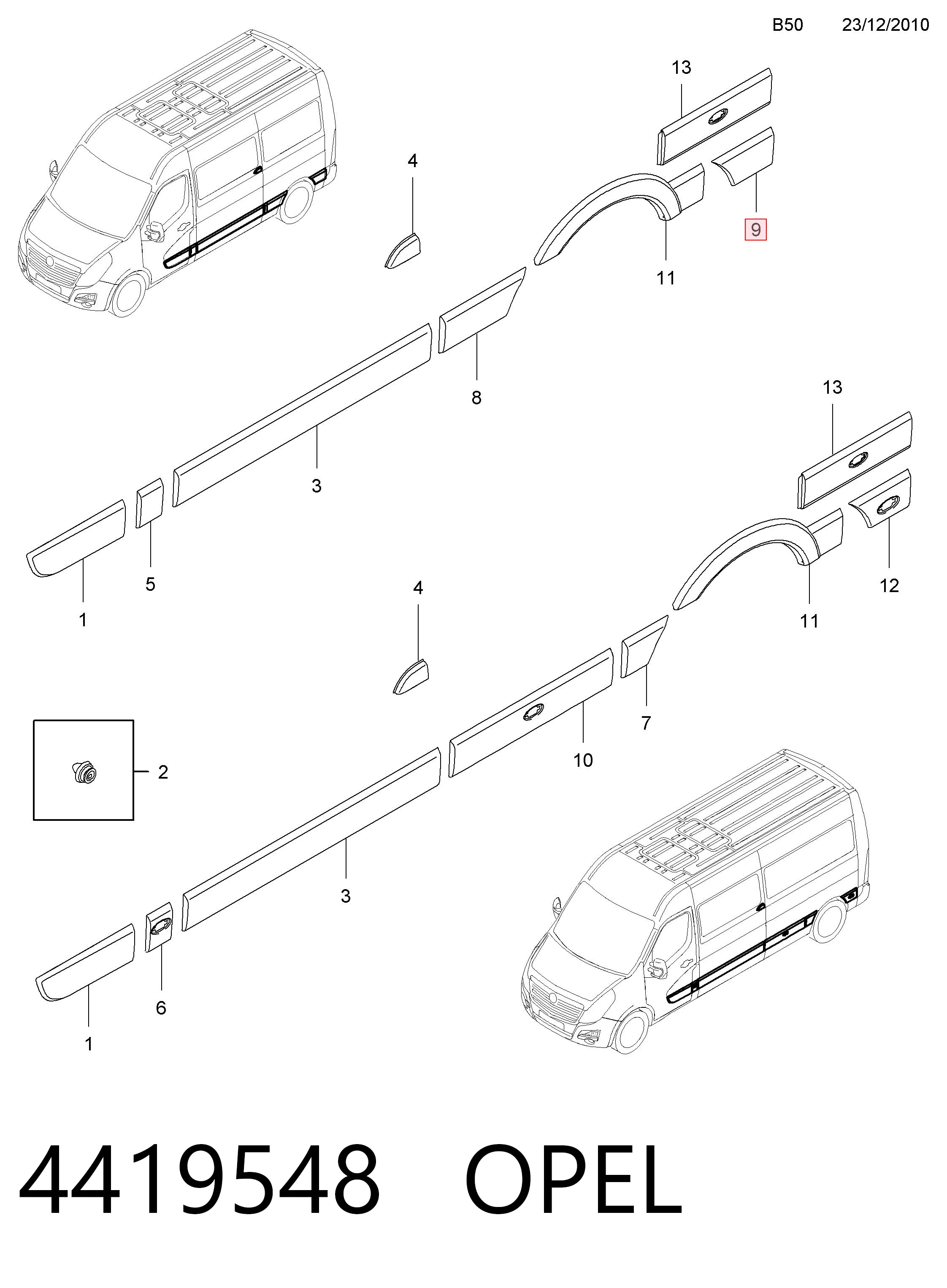 Купити 93197644 Opel Молдинг заднього правого крила