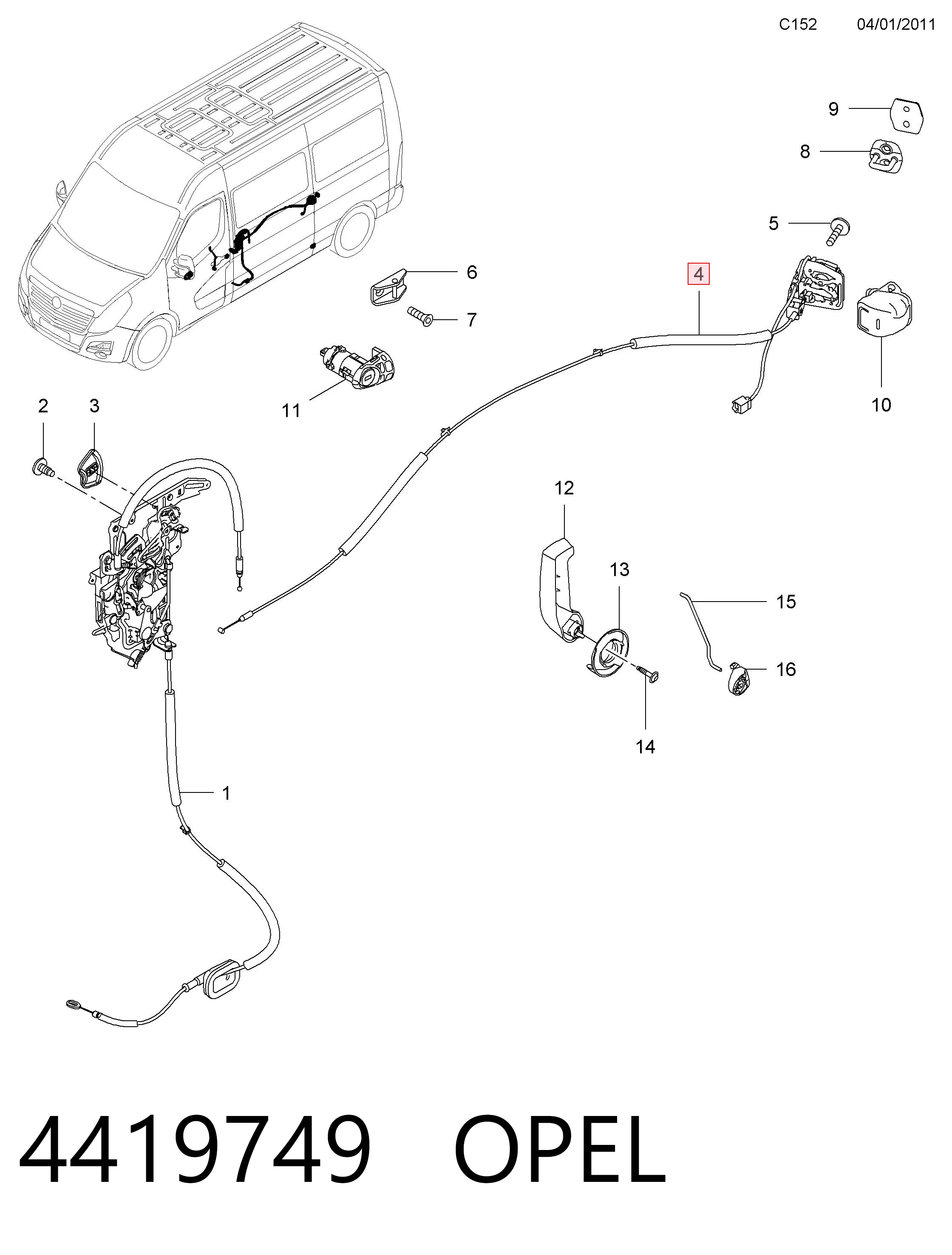 Замок і ручки (передніх) дверей Renault (RVI) 4419749 ціна, від 34.95 USD