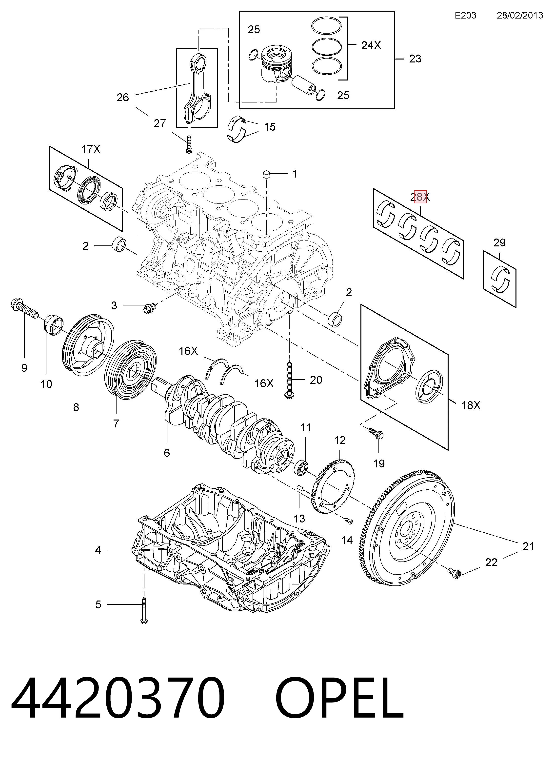 Шатунні вклалиші колінвала STD Opel 93168028 ціна, від 90.12 USD