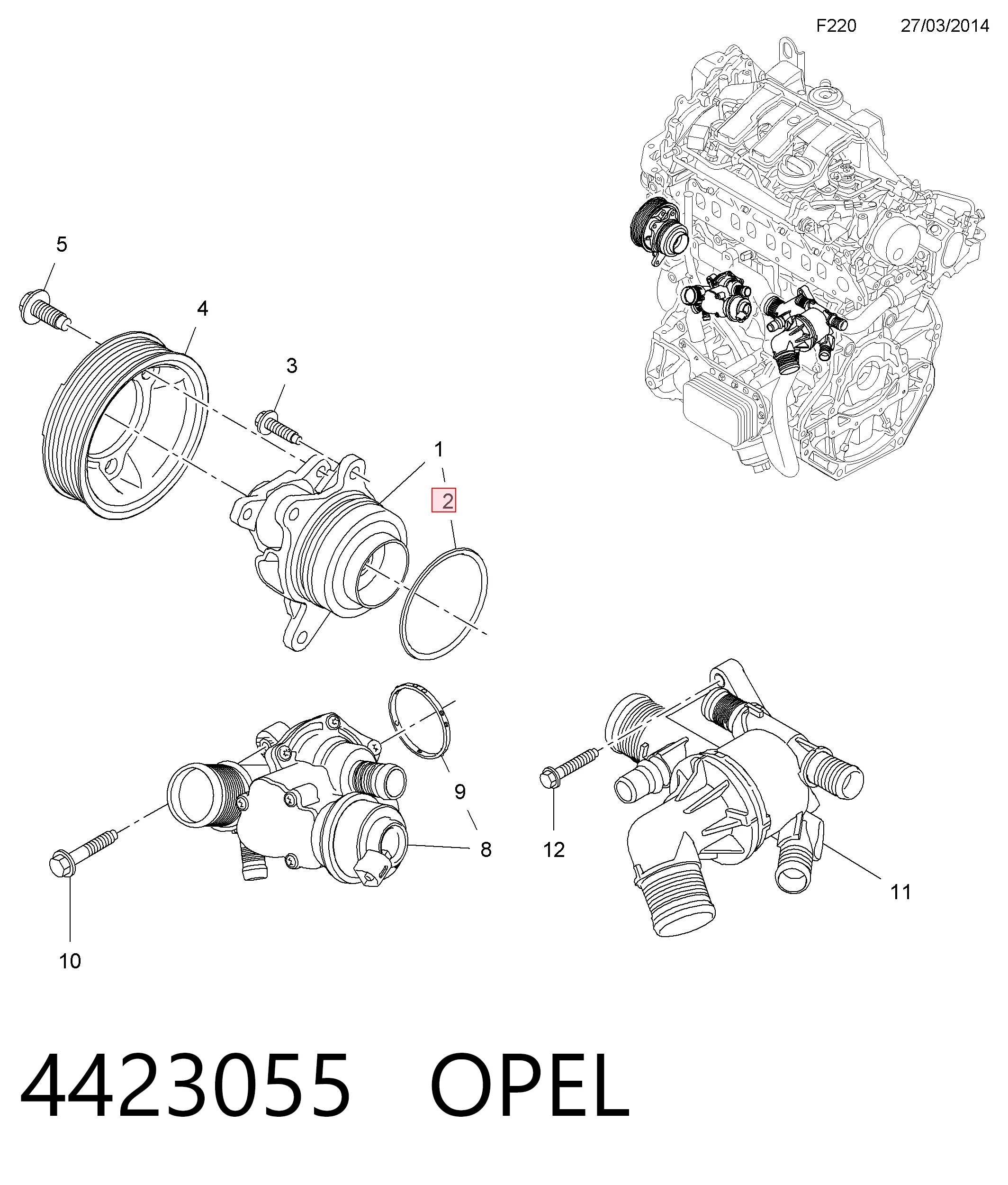 95517868 General Motors Прокладка водяної помпи