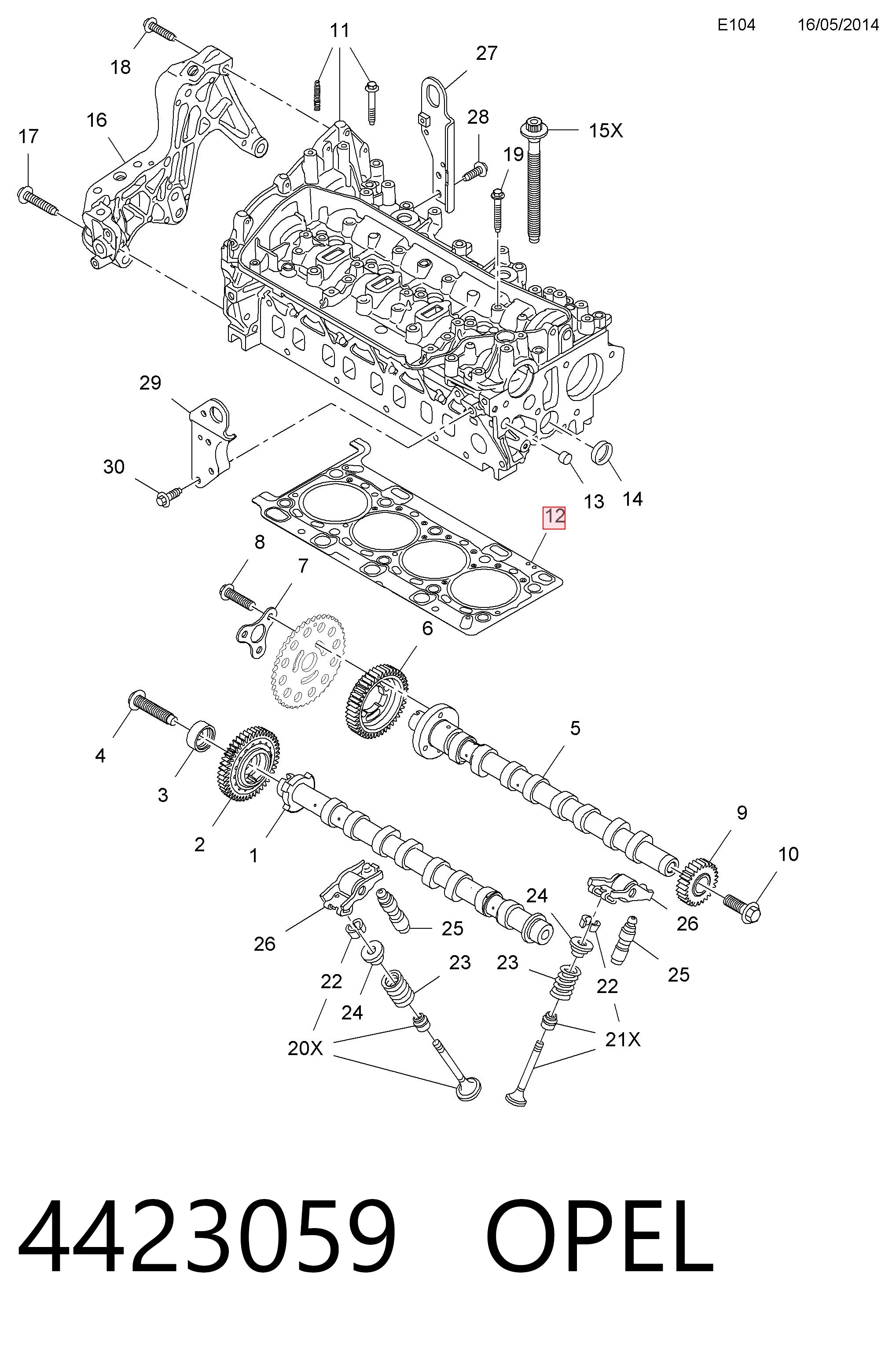 Прокладка головки блока циліндрів (ГБЦ) General Motors 95517872