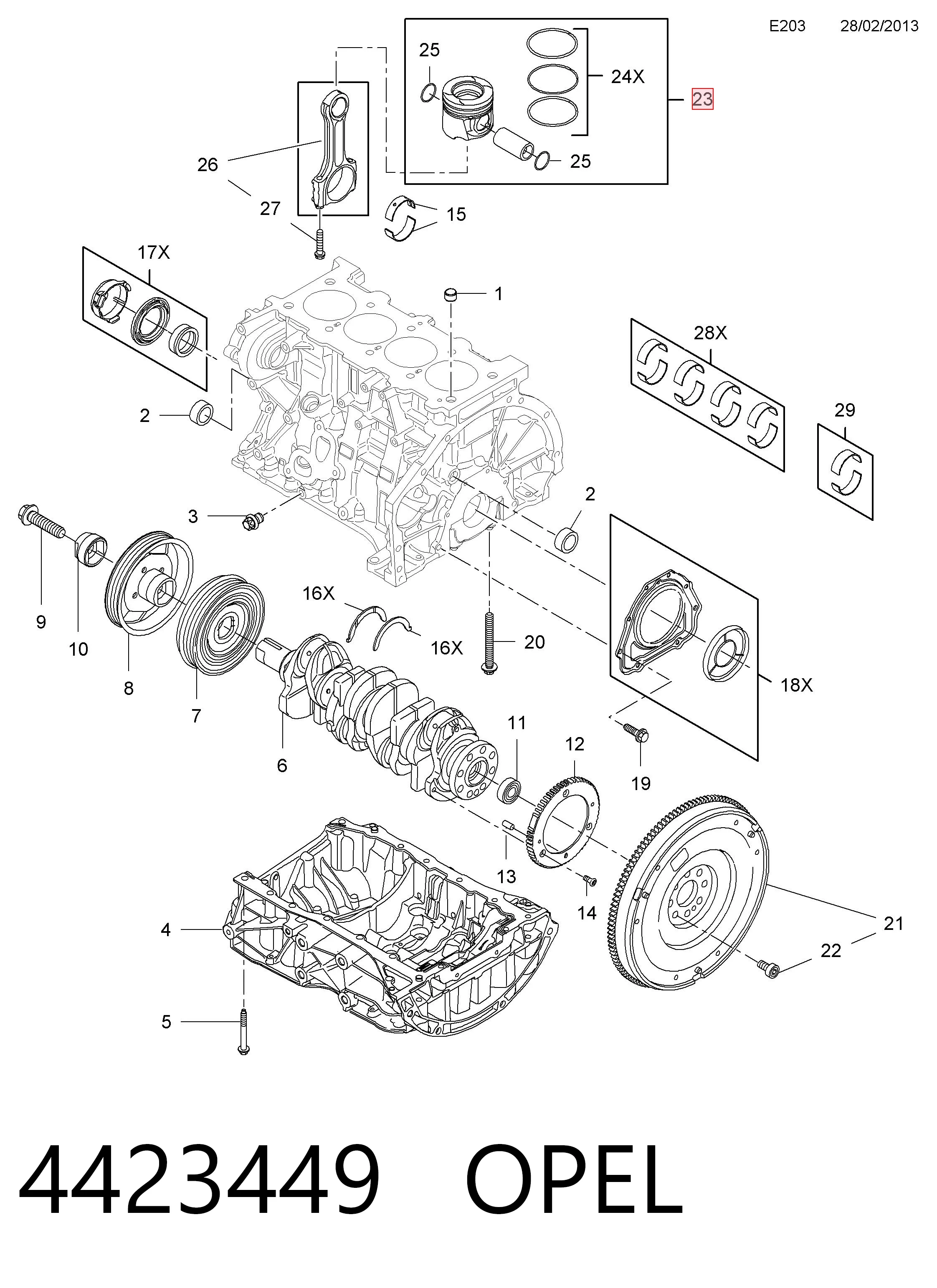 Купити 021PI00129000 Mahle Original Поршень в комплекті на 1 циліндр, STD