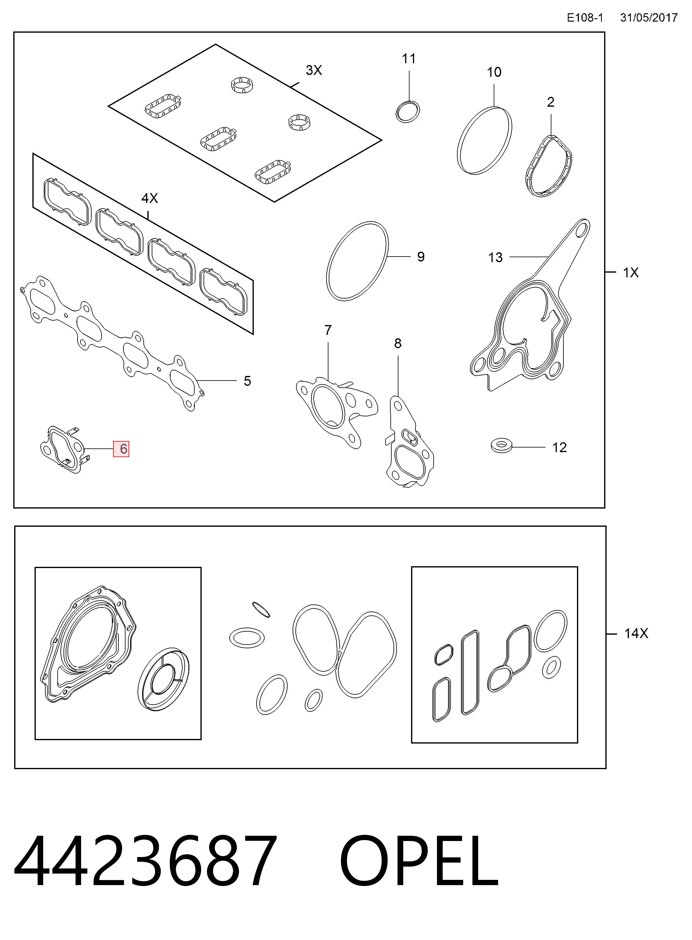 95519087 Opel Прокладка патрубка EGR до голівки блока (ГБЦ)