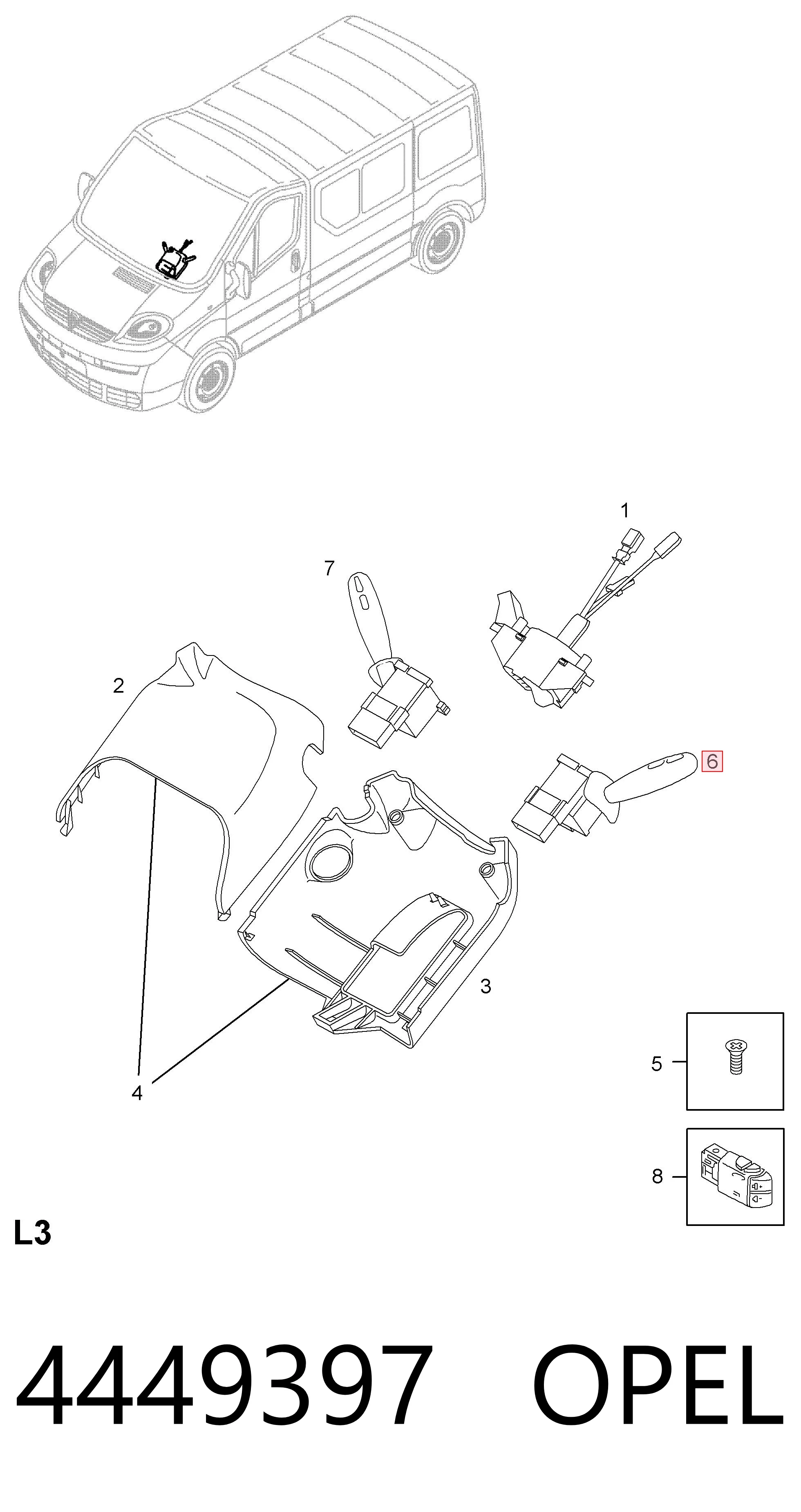 4449397 Opel Перемикач підрульовий, лівий