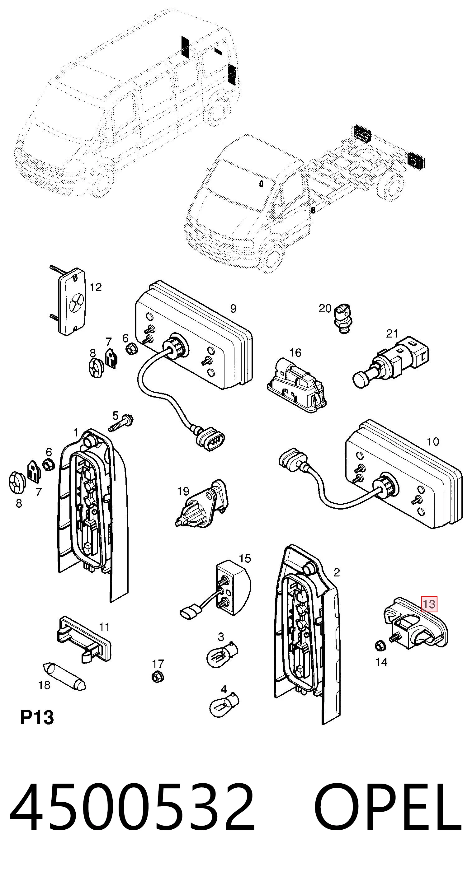 4500532 Opel Стоп-сигнал заднього скла