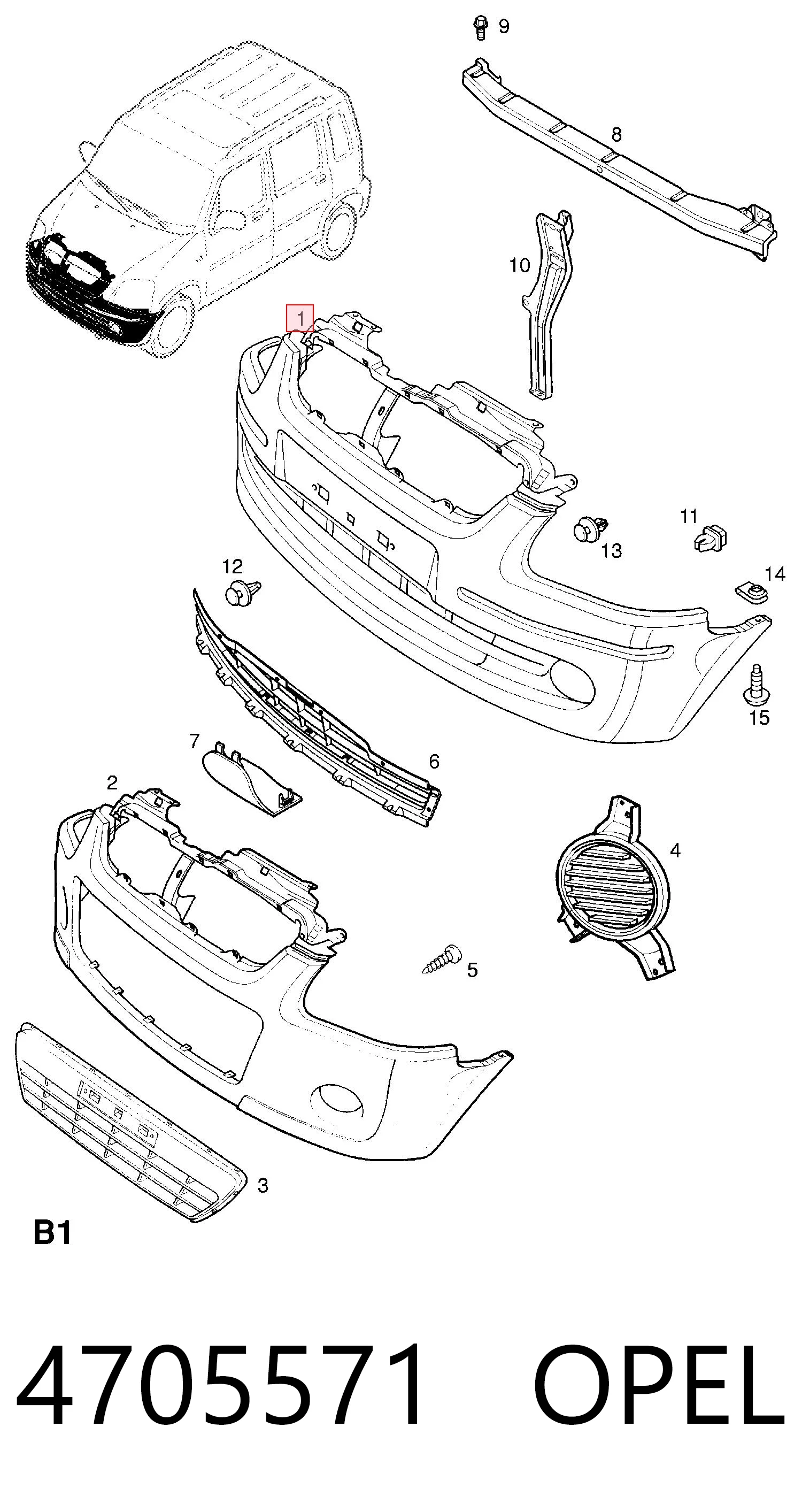 Передній бампер 9210134 General Motors
