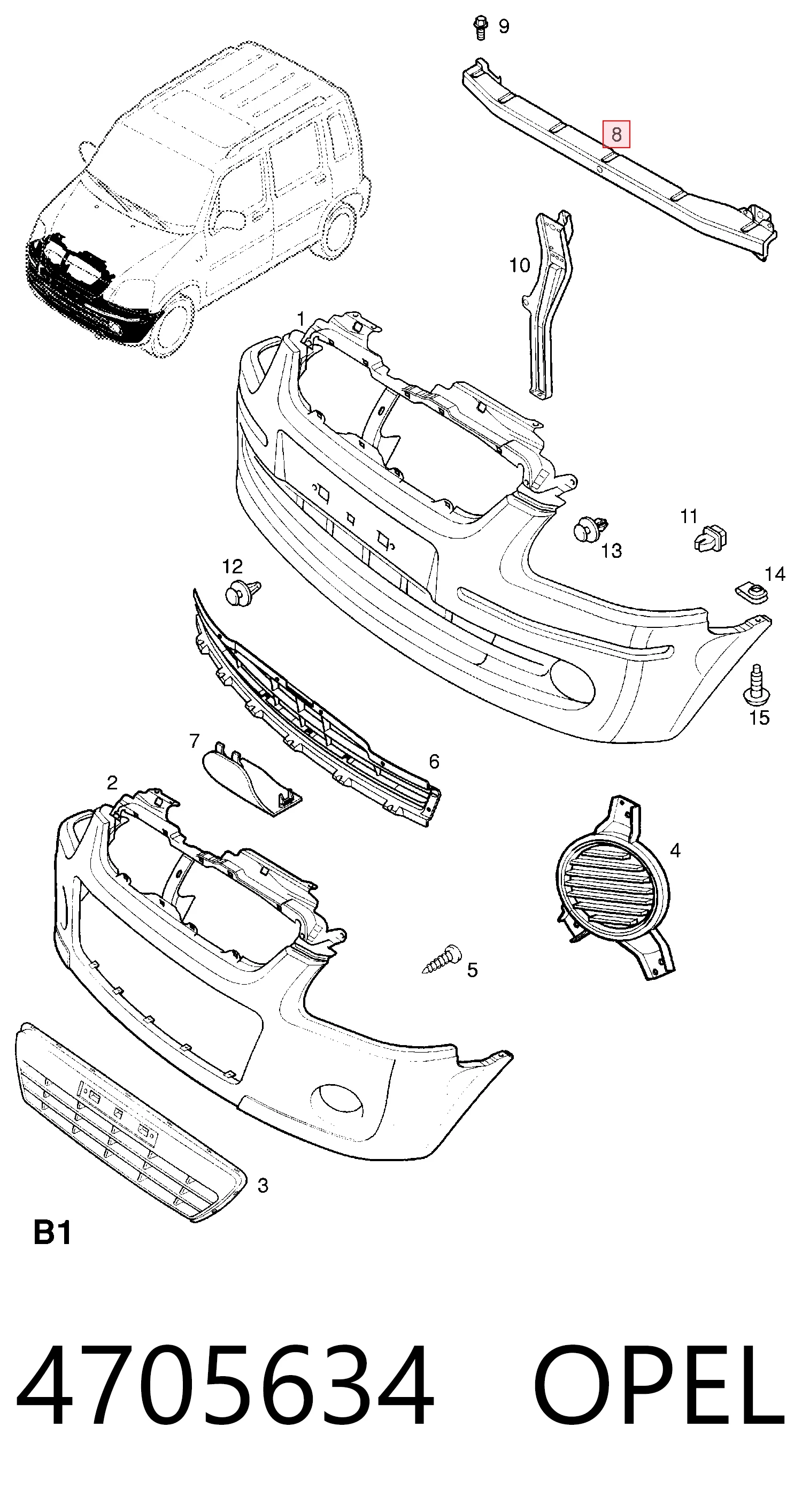 9201578 General Motors Балка бампера переднього