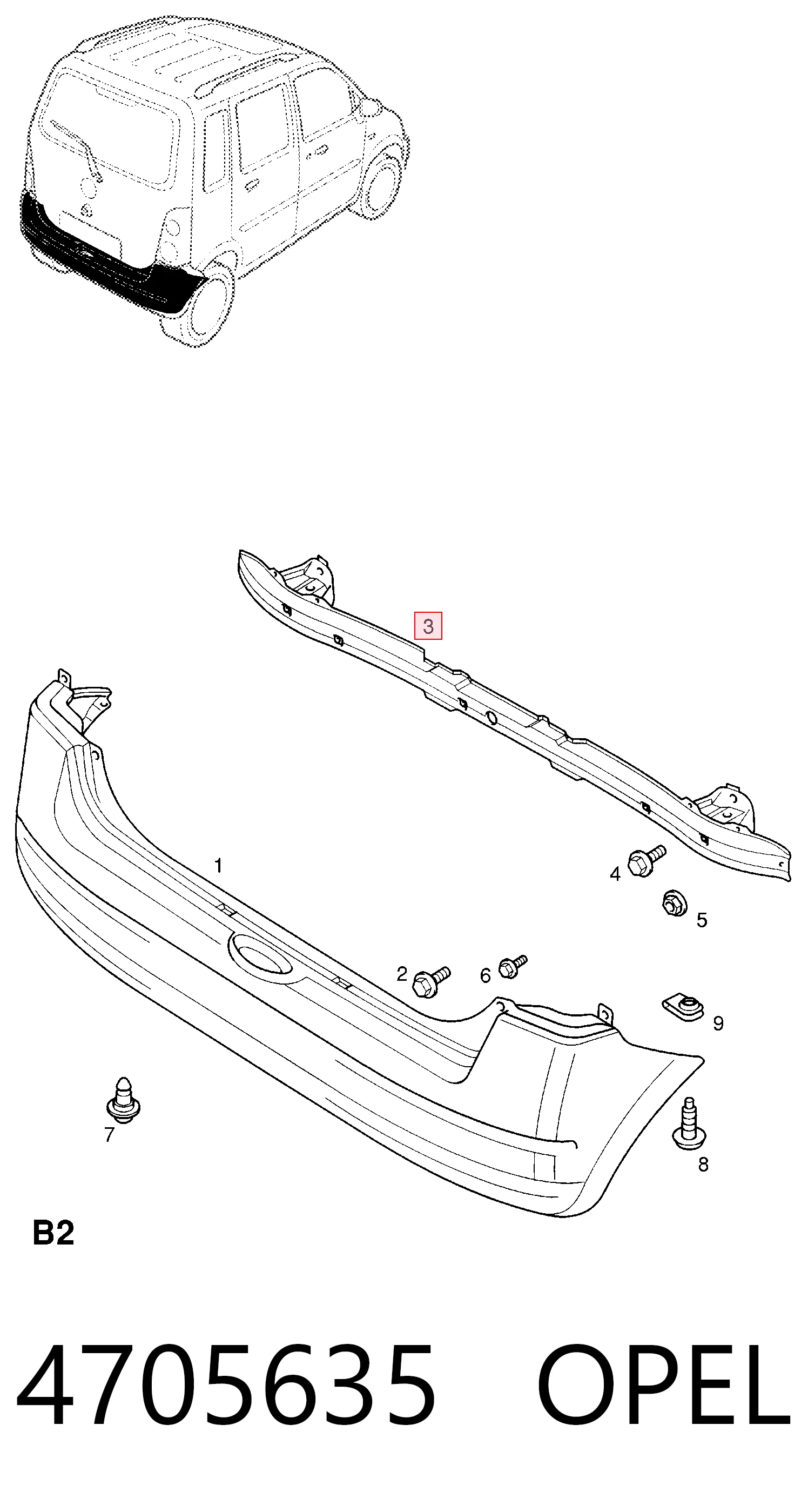 9201579 General Motors Шина бампера заднього