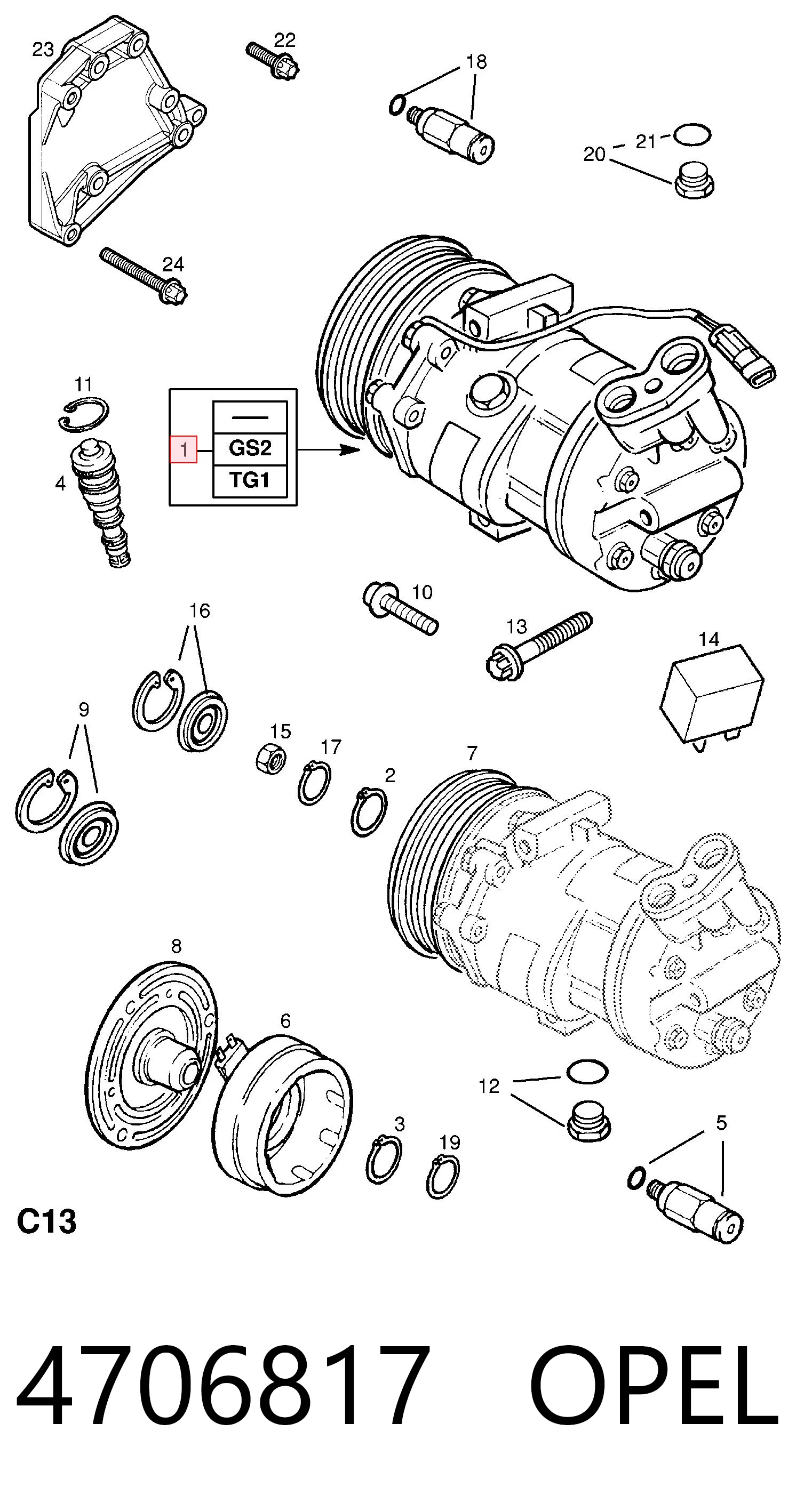 4706817 Opel Компресор холодоагенту