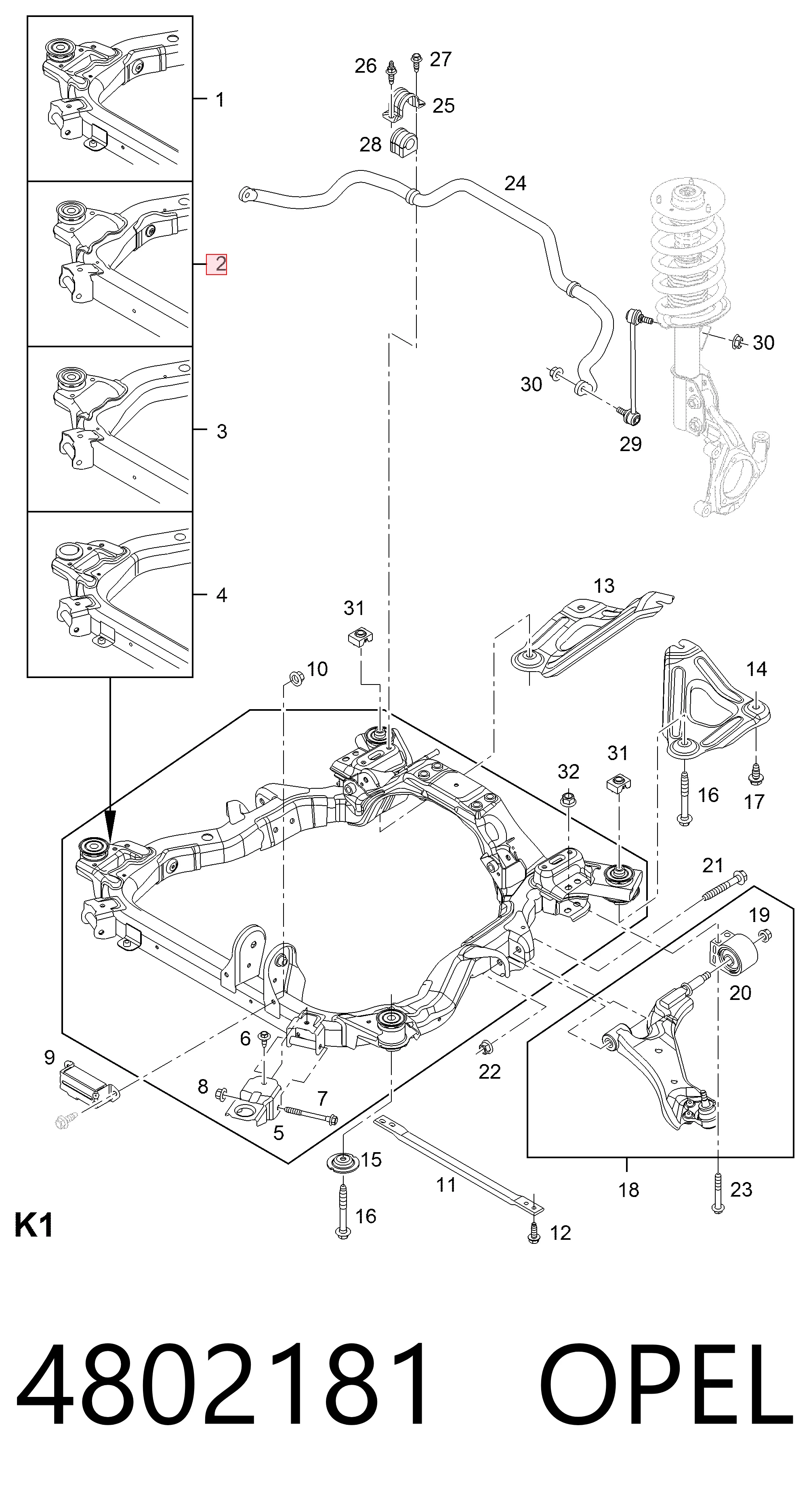 Купити 20836884 General Motors Підрамник передній