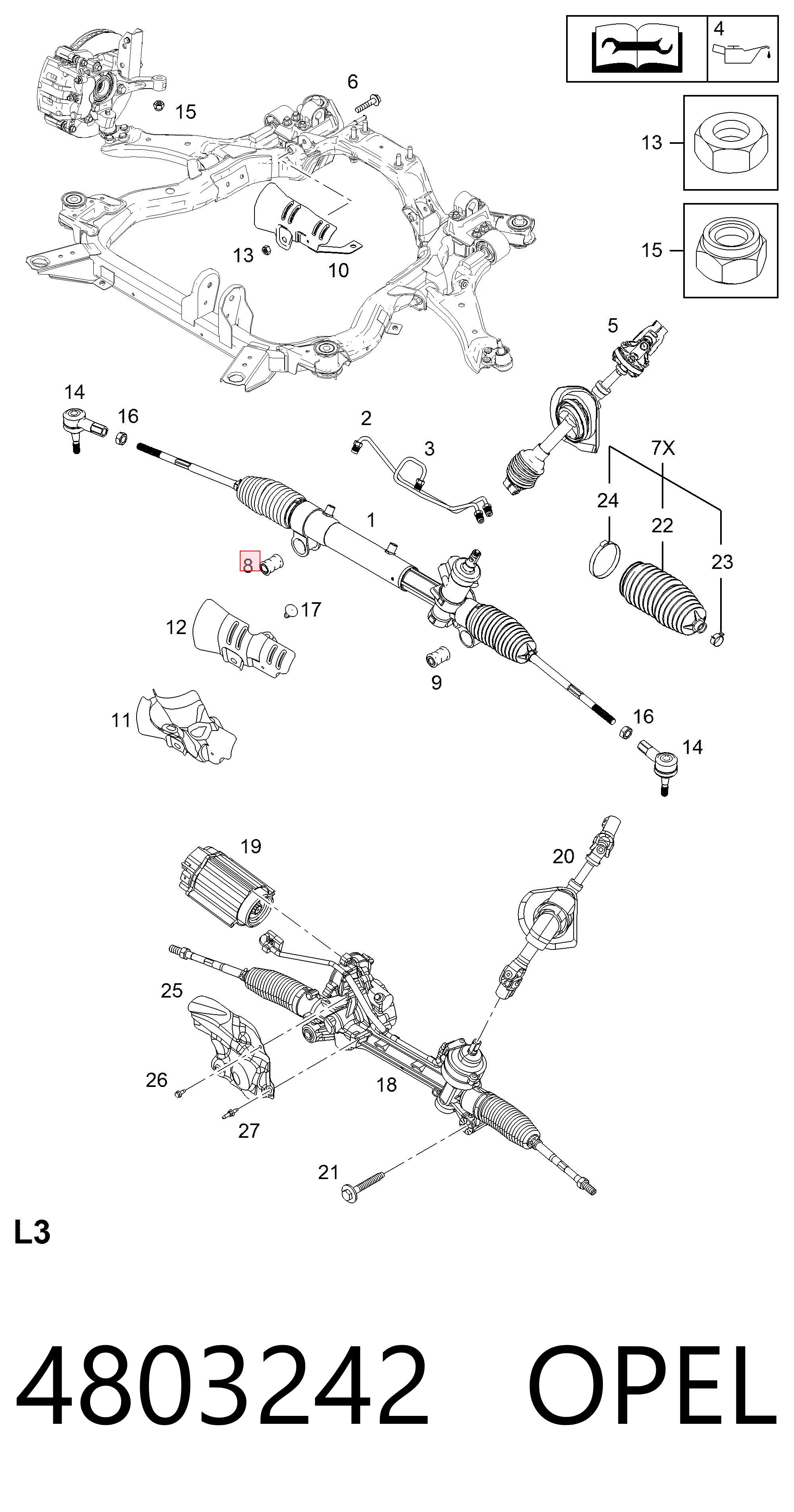 4803242 Opel Втулка кріплення кермової рейки, права