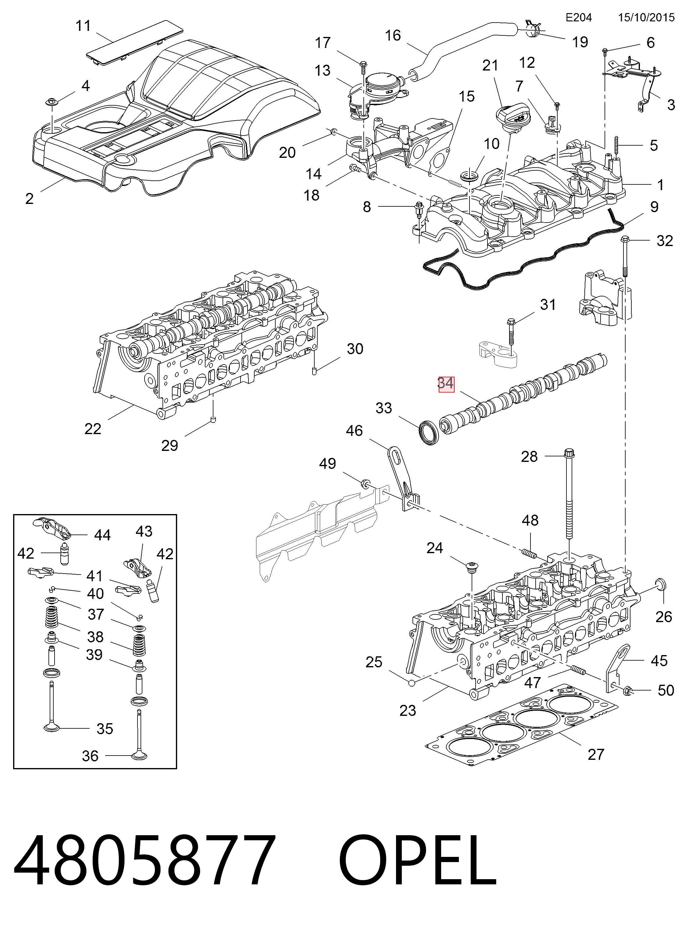 4805877 Opel Вал розподільний