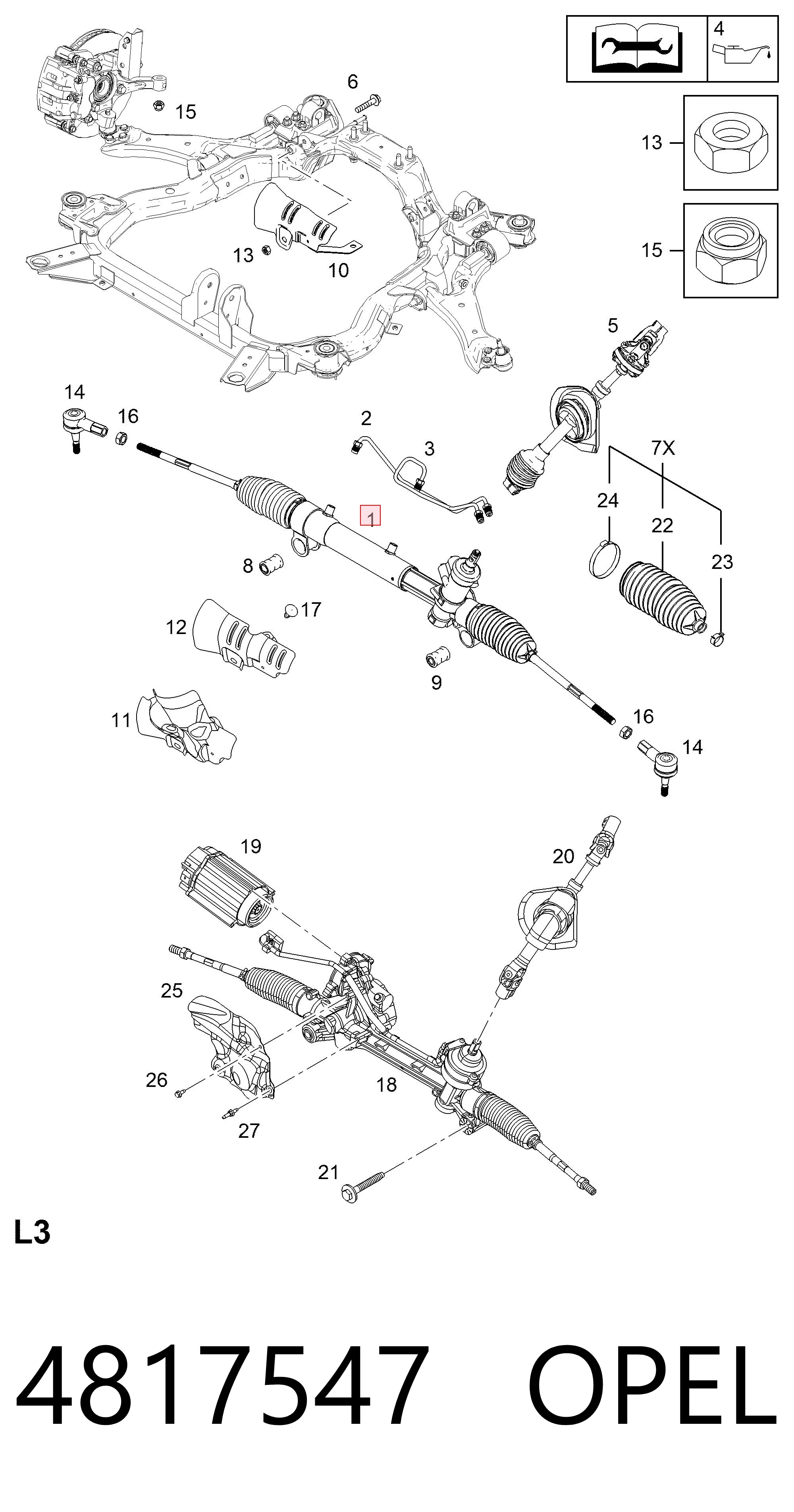 4817547 Opel Рейковий рульовий механізм