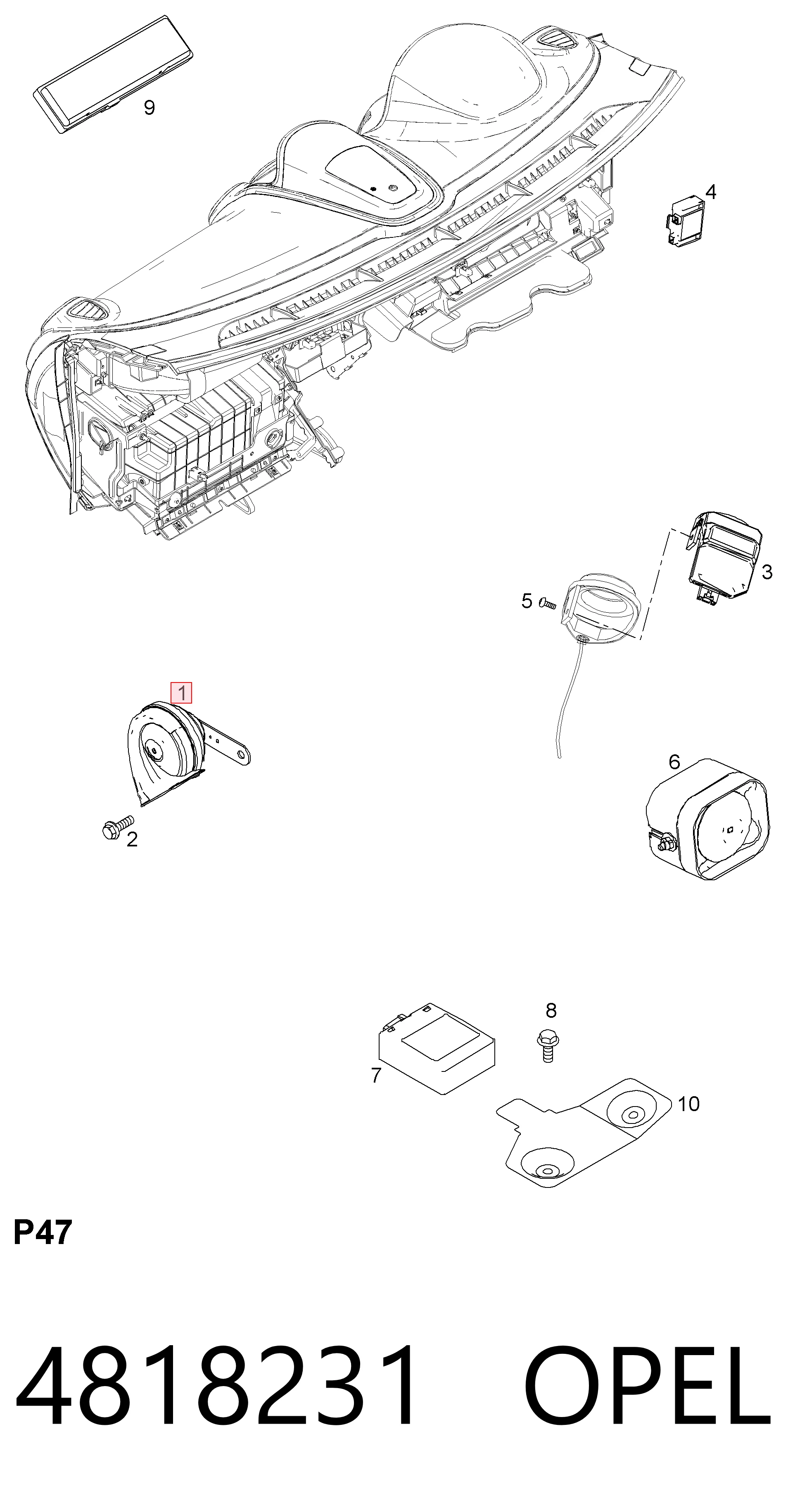 Сигнал звукової, клаксон Opel 20871599 ціна, від 10.16 USD