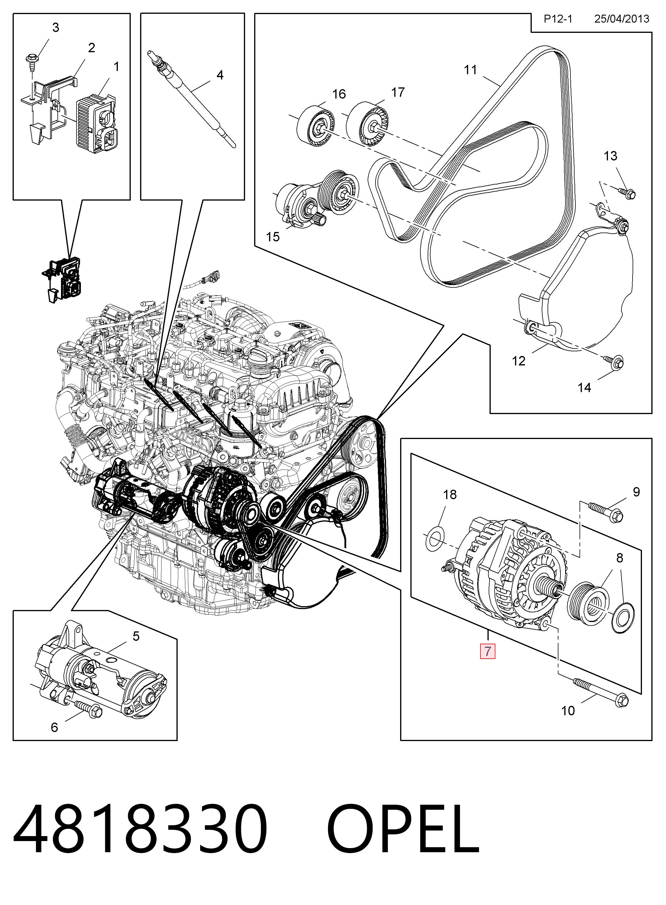 4818330 Opel Авто генератор