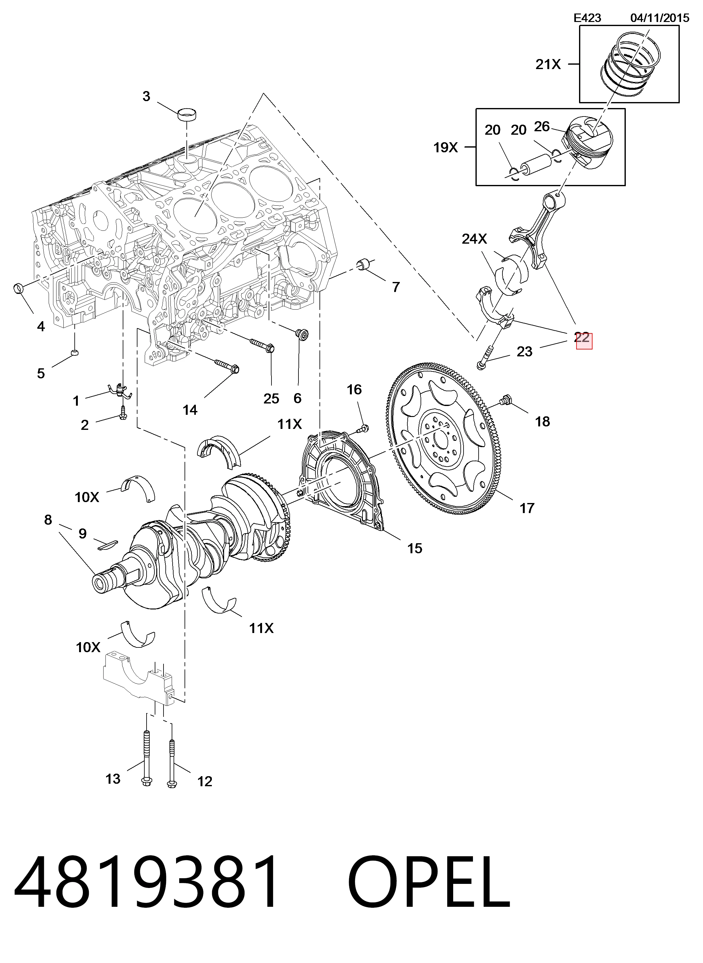 12609597 Opel Шатун двигуна