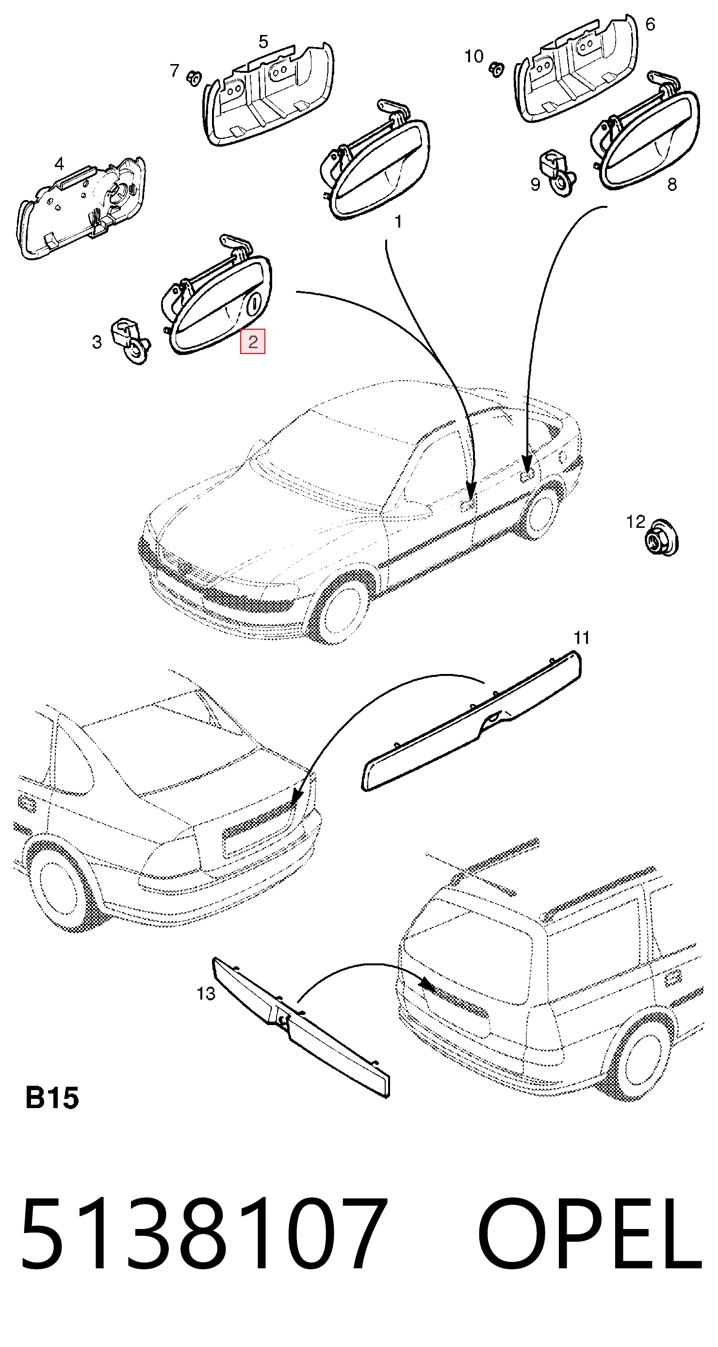 Купити 5138107 General Motors Ручка двере в зборі