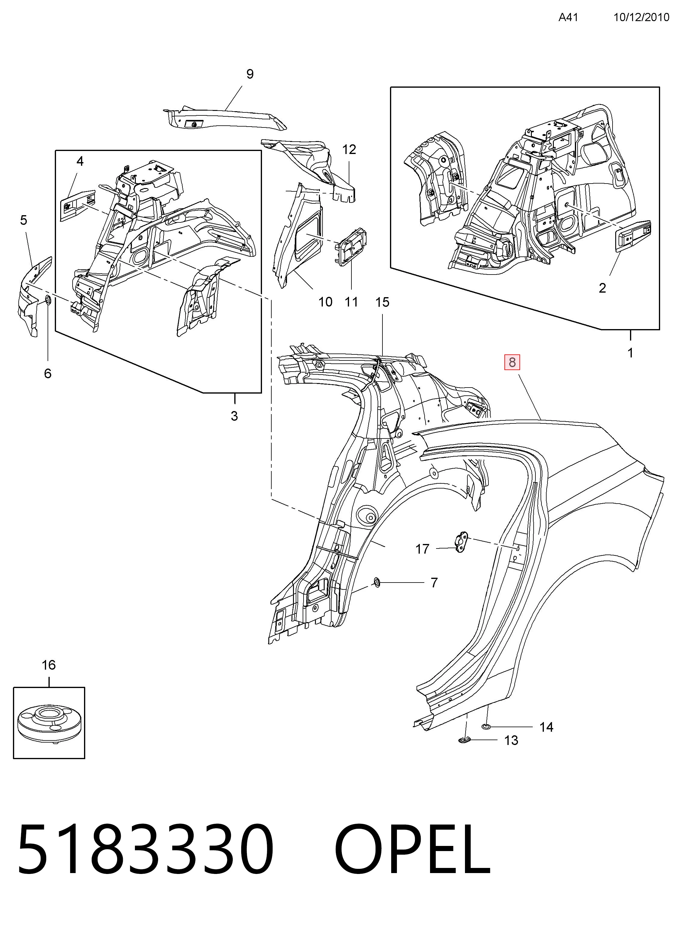 13268652 Peugeot/Citroen Бічна частина задня ліва