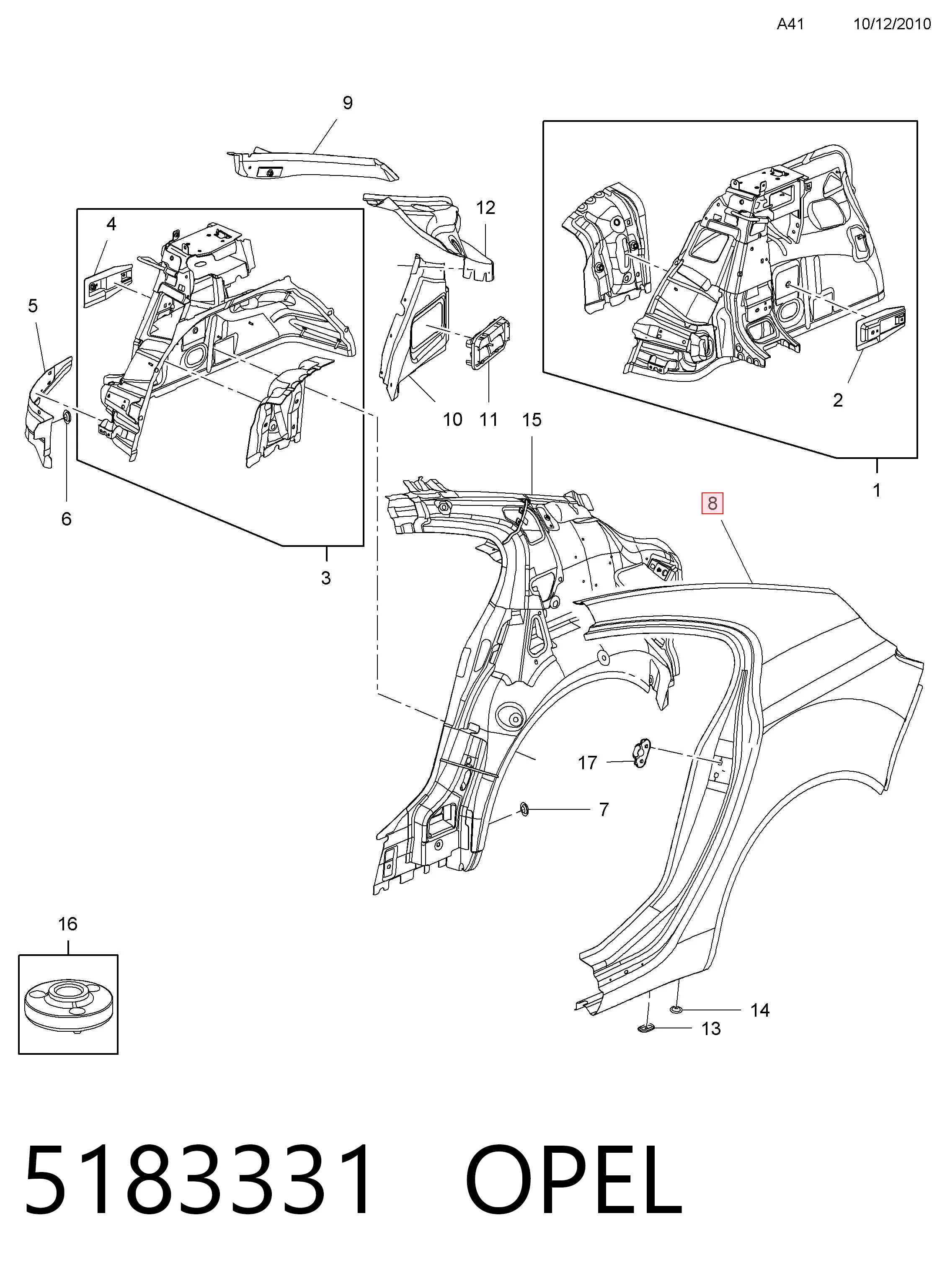 13268653 Peugeot/Citroen Бічна частина задні праві
